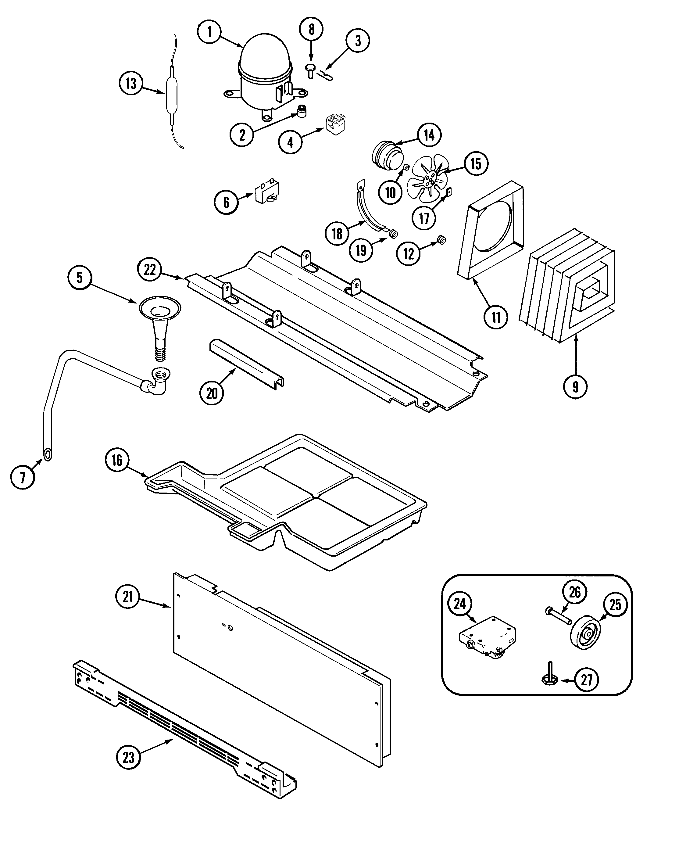 Maytag MSD2754FRQ compressor (bisque) diagram