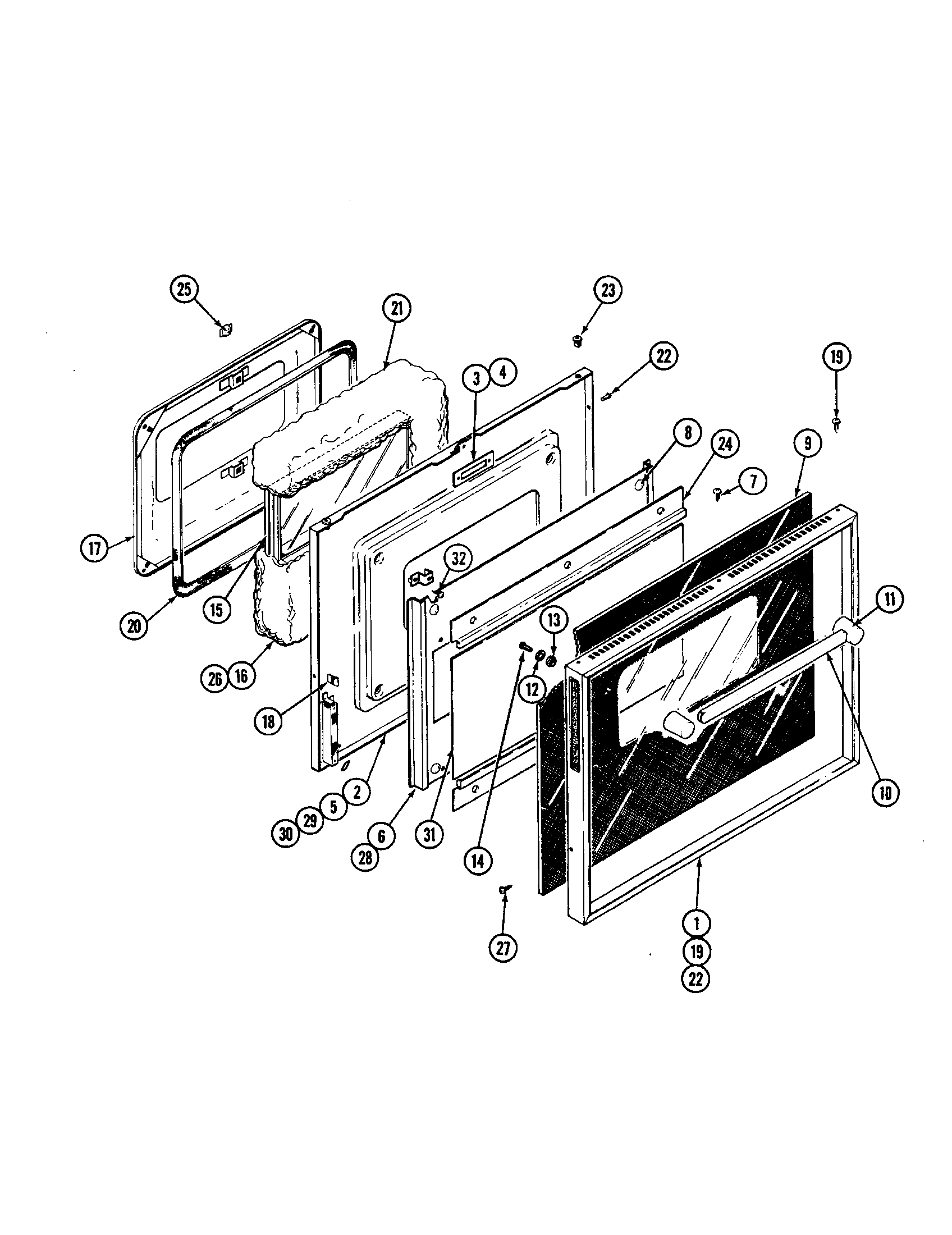 Jenn-Air W136-C door diagram