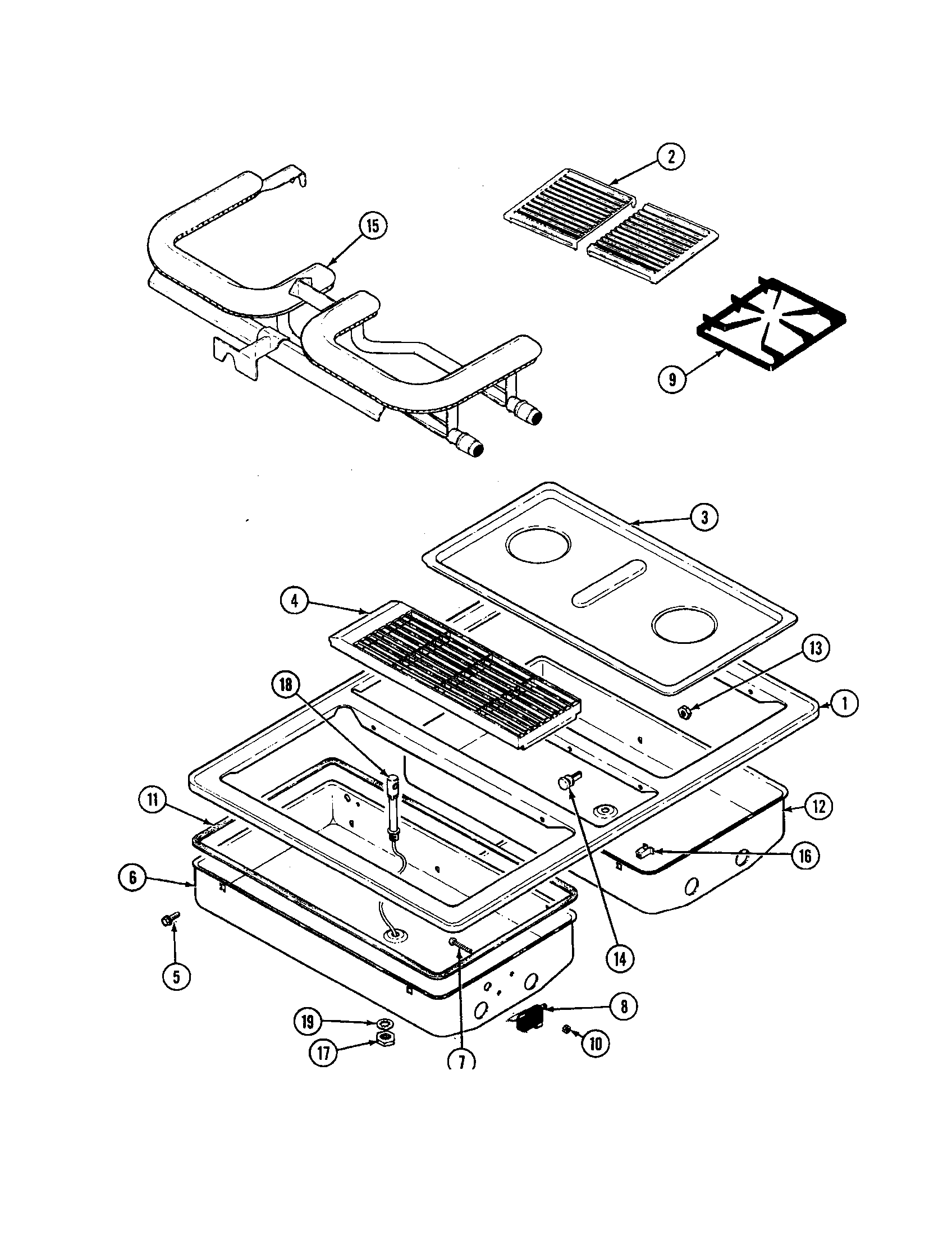 Jenn-Air CG206B-C top assembly diagram