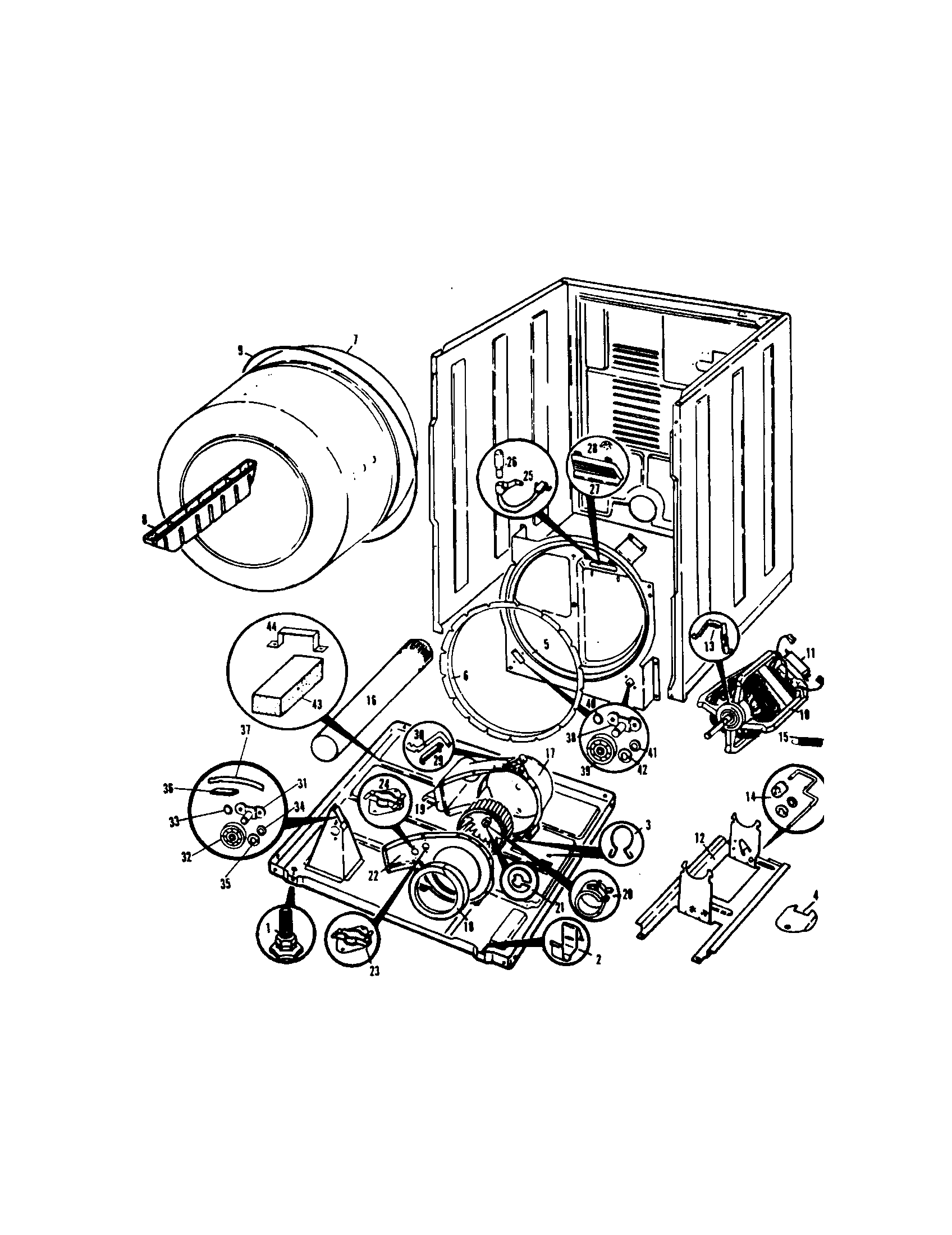 Magic Chef YE20FA5 cylinder and drive diagram