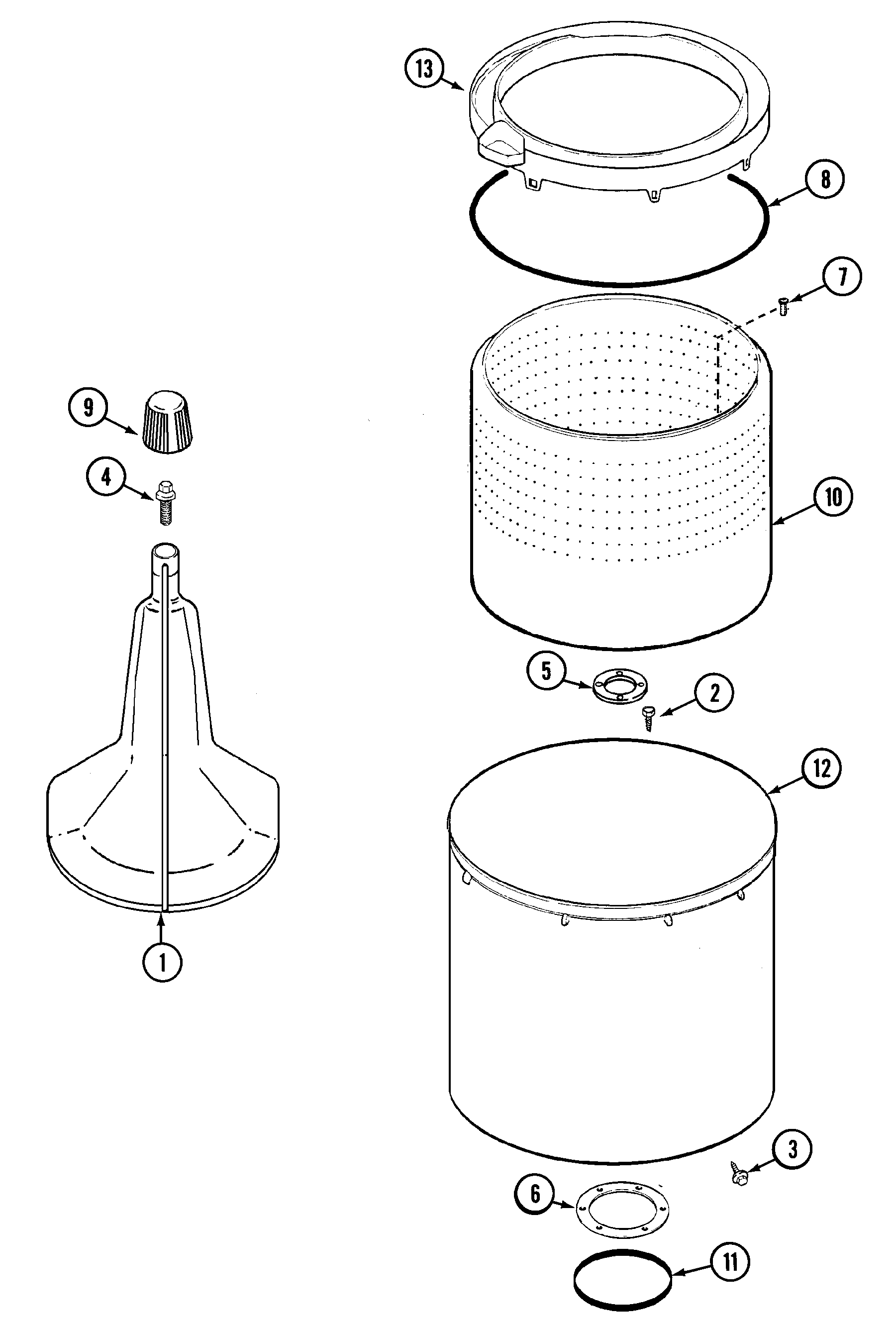 Magic Chef W205KA tub diagram
