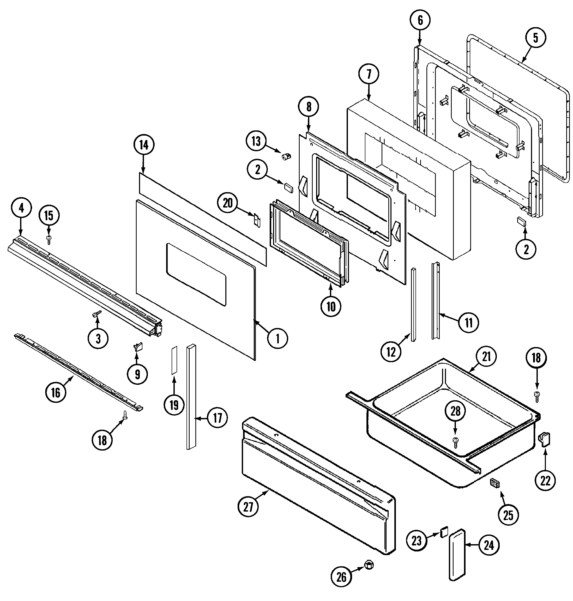 Norge L3832VRV door/drawer diagram