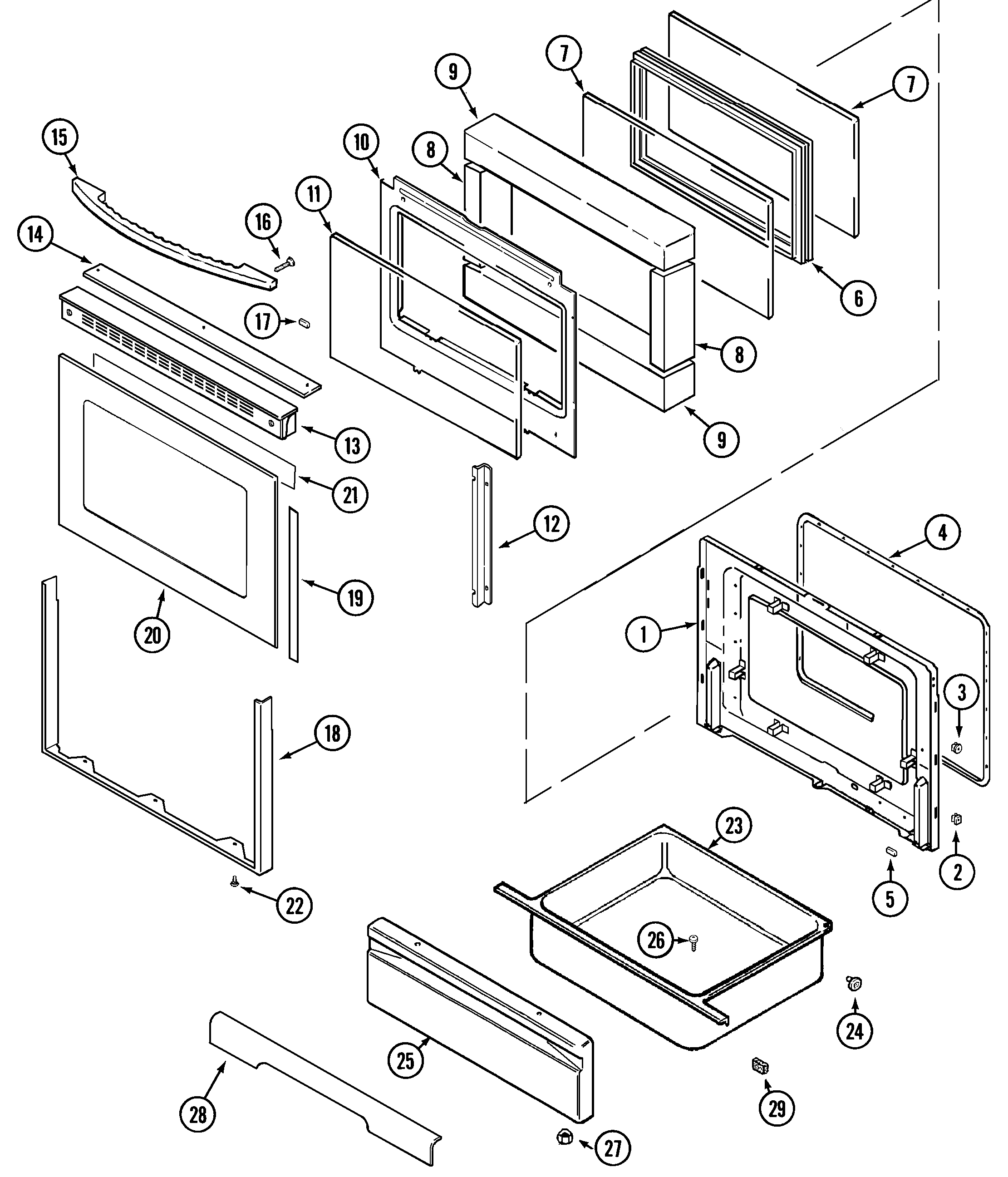 Jenn-Air JER8850ACW door/drawer diagram