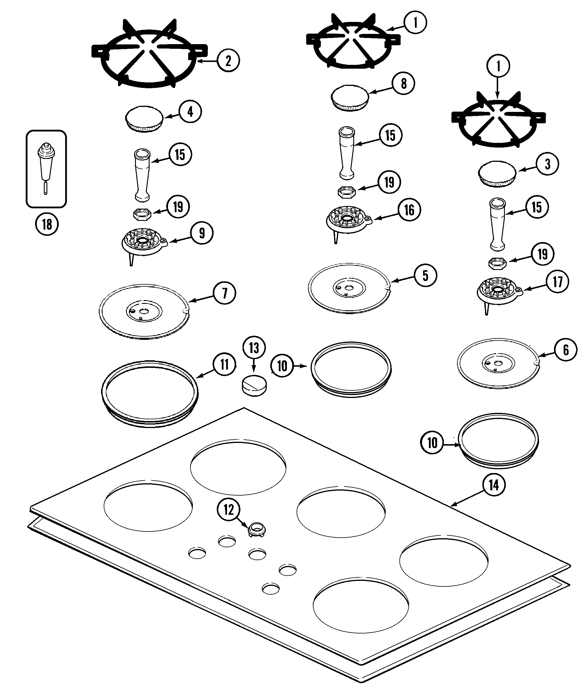 Jenn-Air JGC7536ADS top assembly diagram