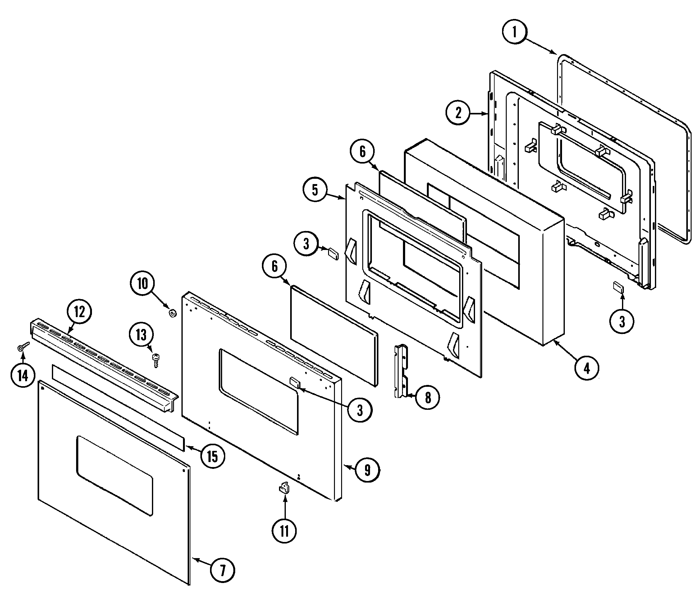 Magic Chef 9475VVV door (ser. pre. 14) diagram