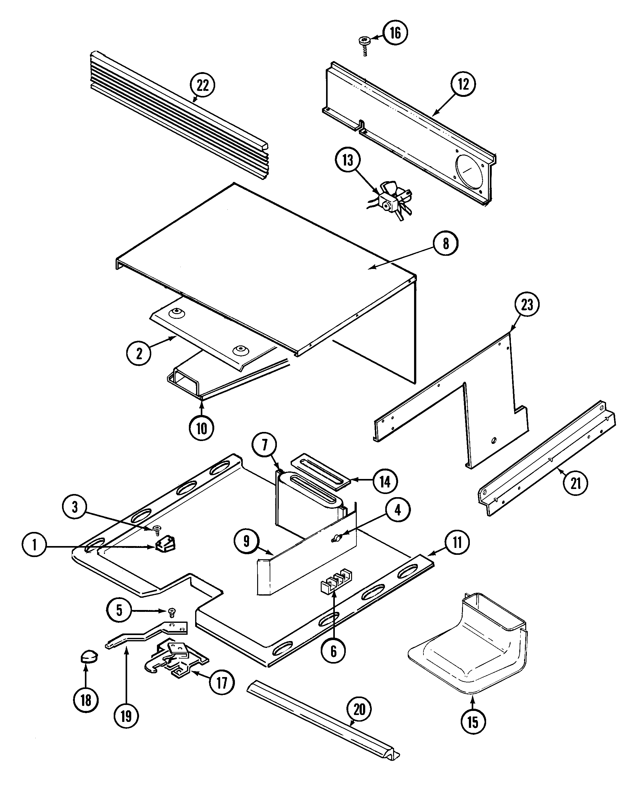 Magic Chef 9495VRV internal controls diagram