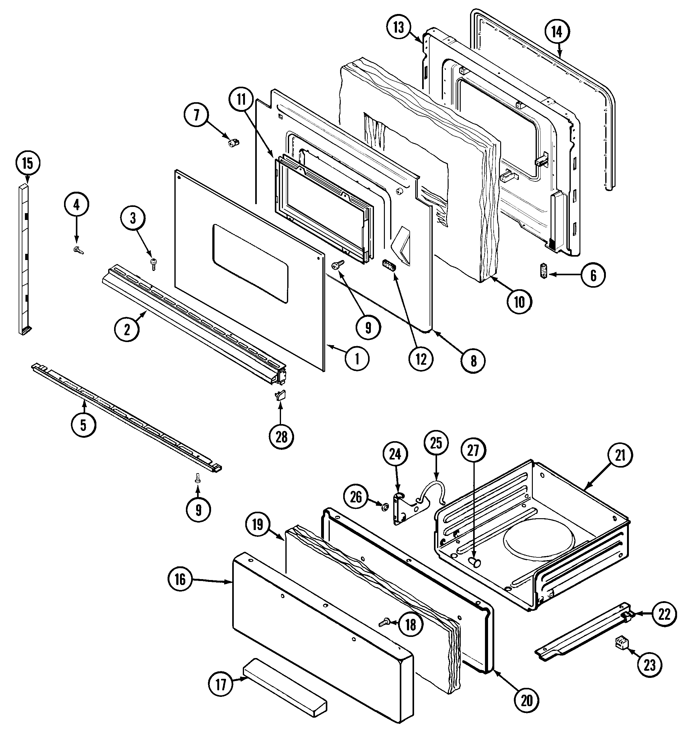 Magic Chef 3167XTA door/drawer (series 01) diagram