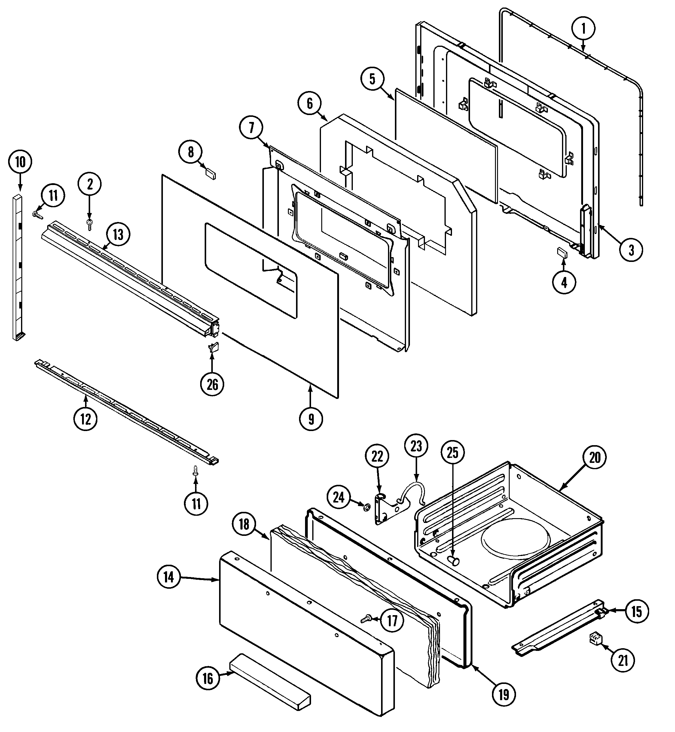 Magic Chef 3167XTA door/drawer (ser. pre. 12) diagram