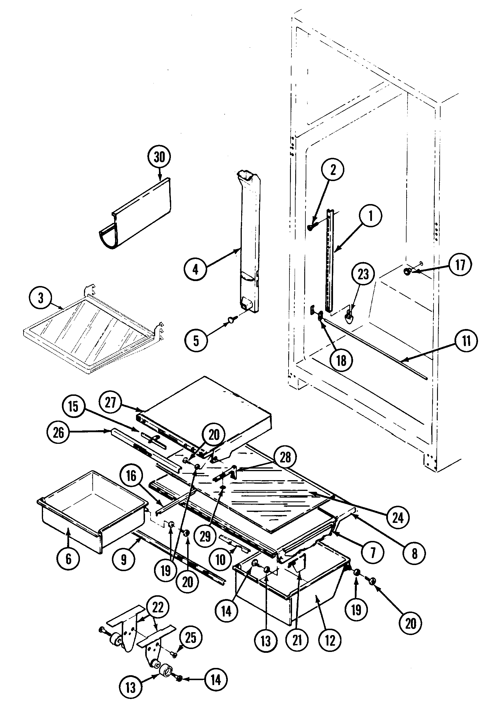 Maytag RTW22E0DAE shelves & accessories diagram