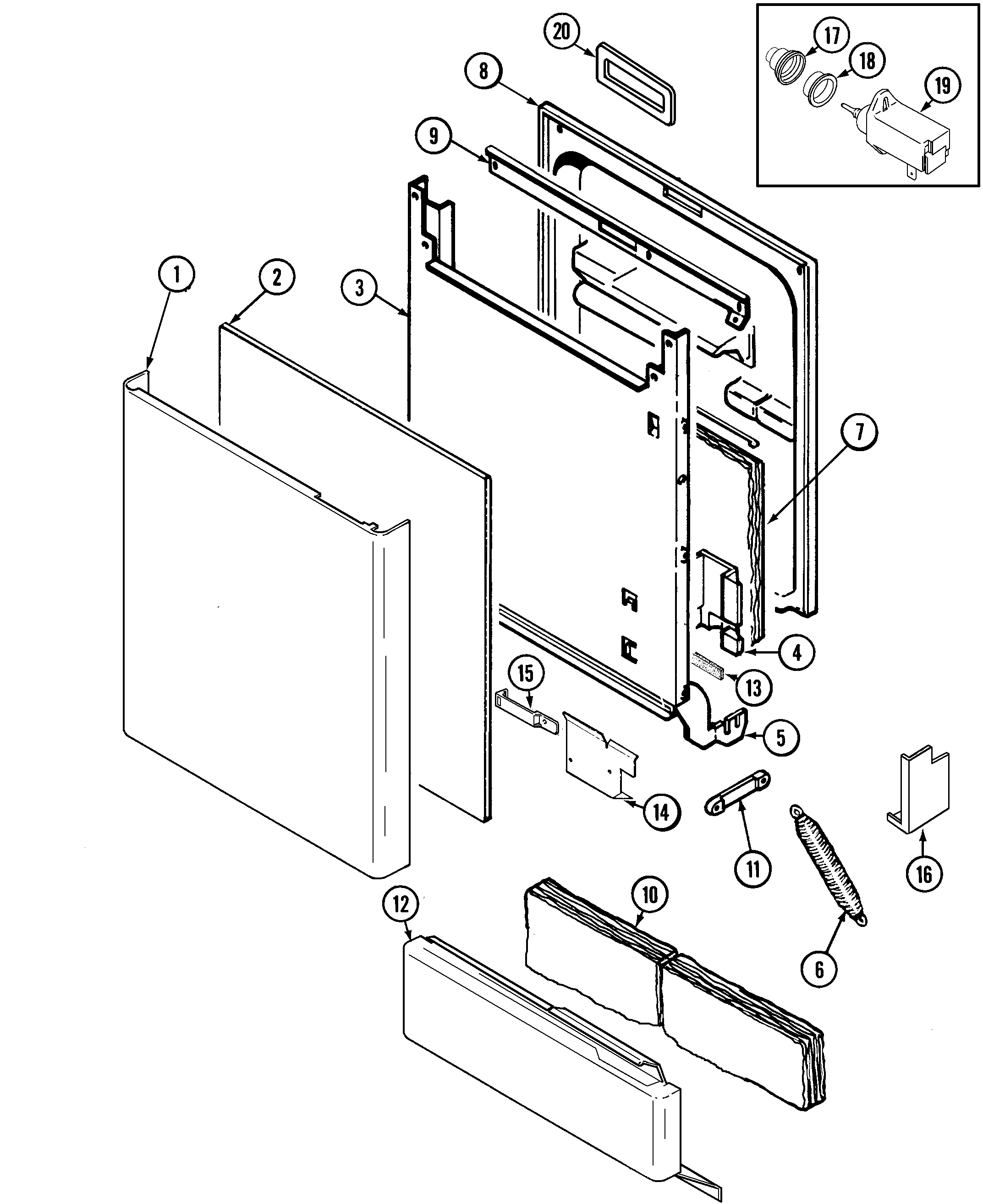 Maytag MDB6160AWB door diagram