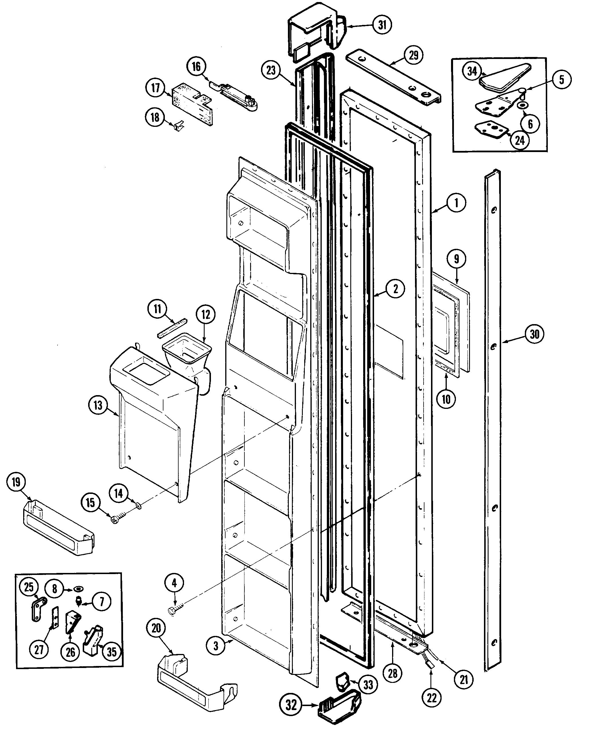Jenn-Air JRSD227B freezer door diagram
