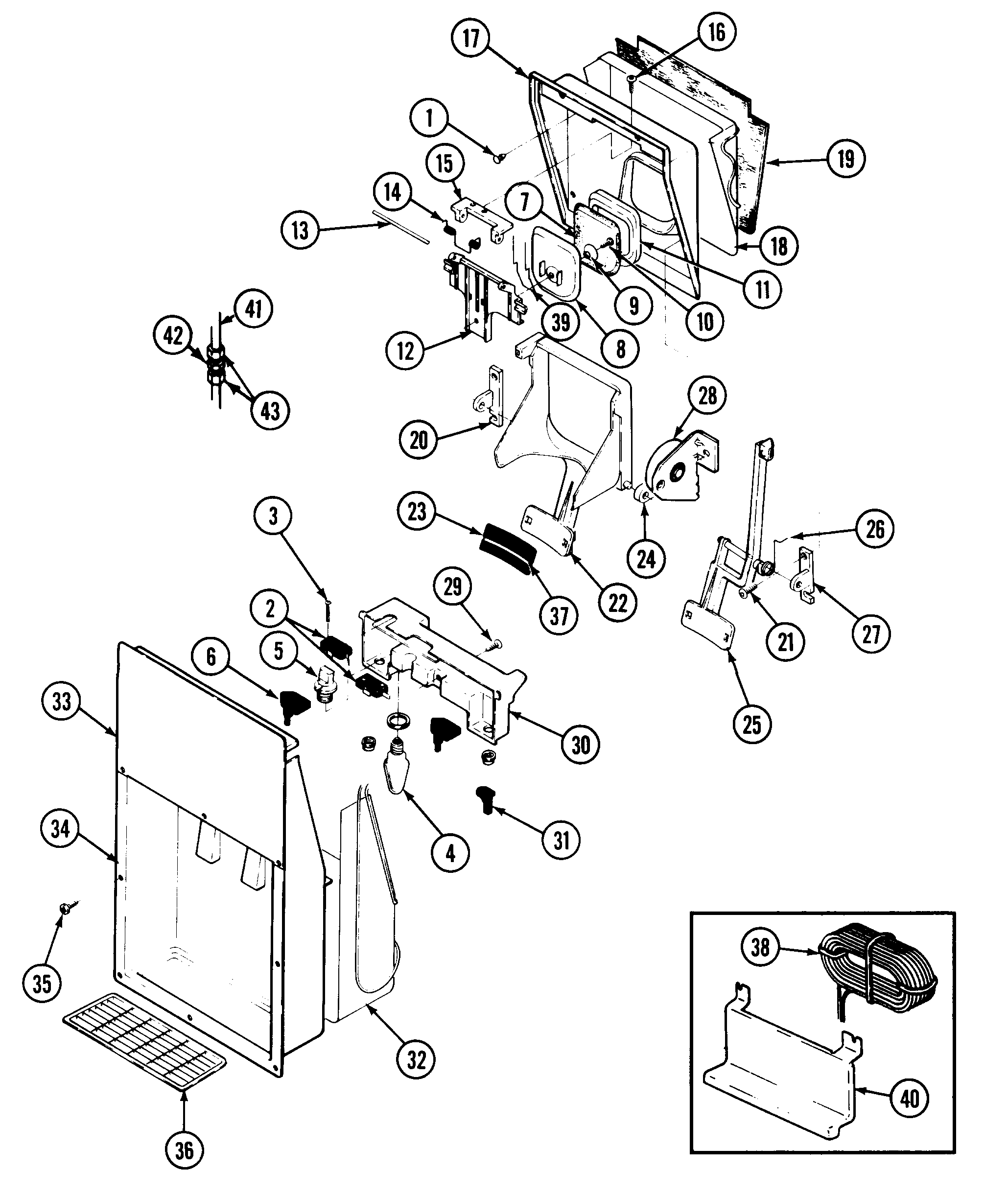 Jenn-Air JRSD227B ice & water dispenser diagram