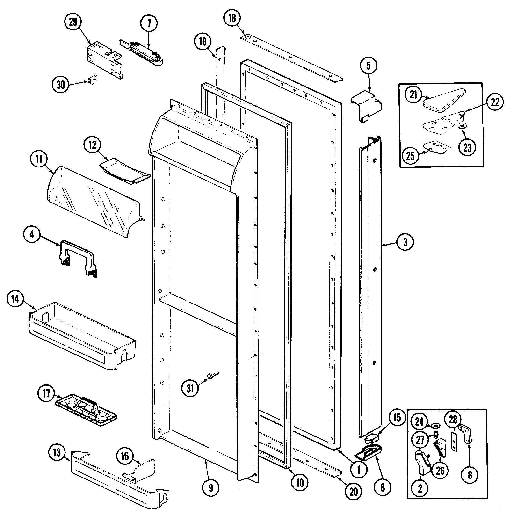 Jenn-Air JRSD227B fresh food door diagram