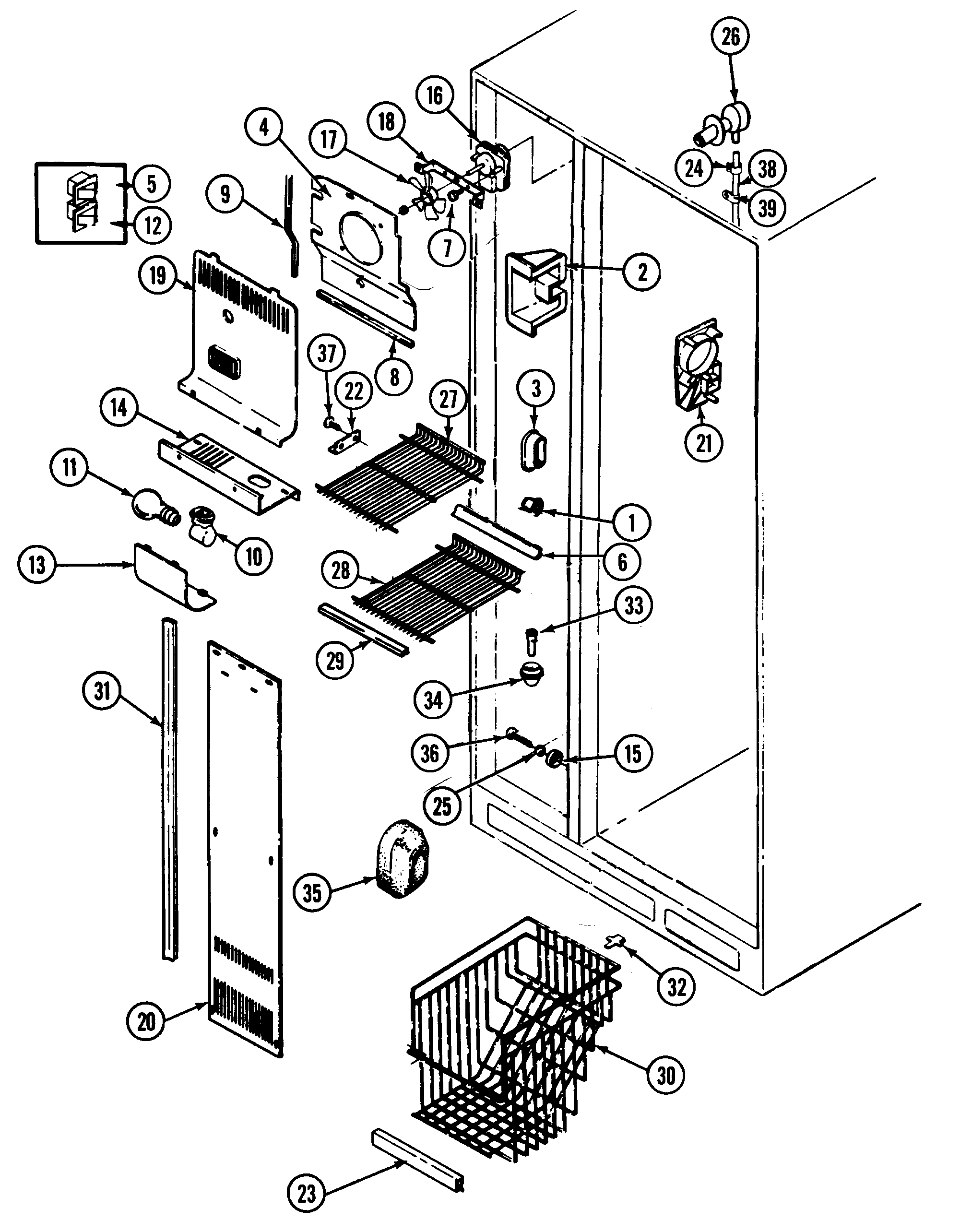 Jenn-Air JRSD227B freezer compartment diagram