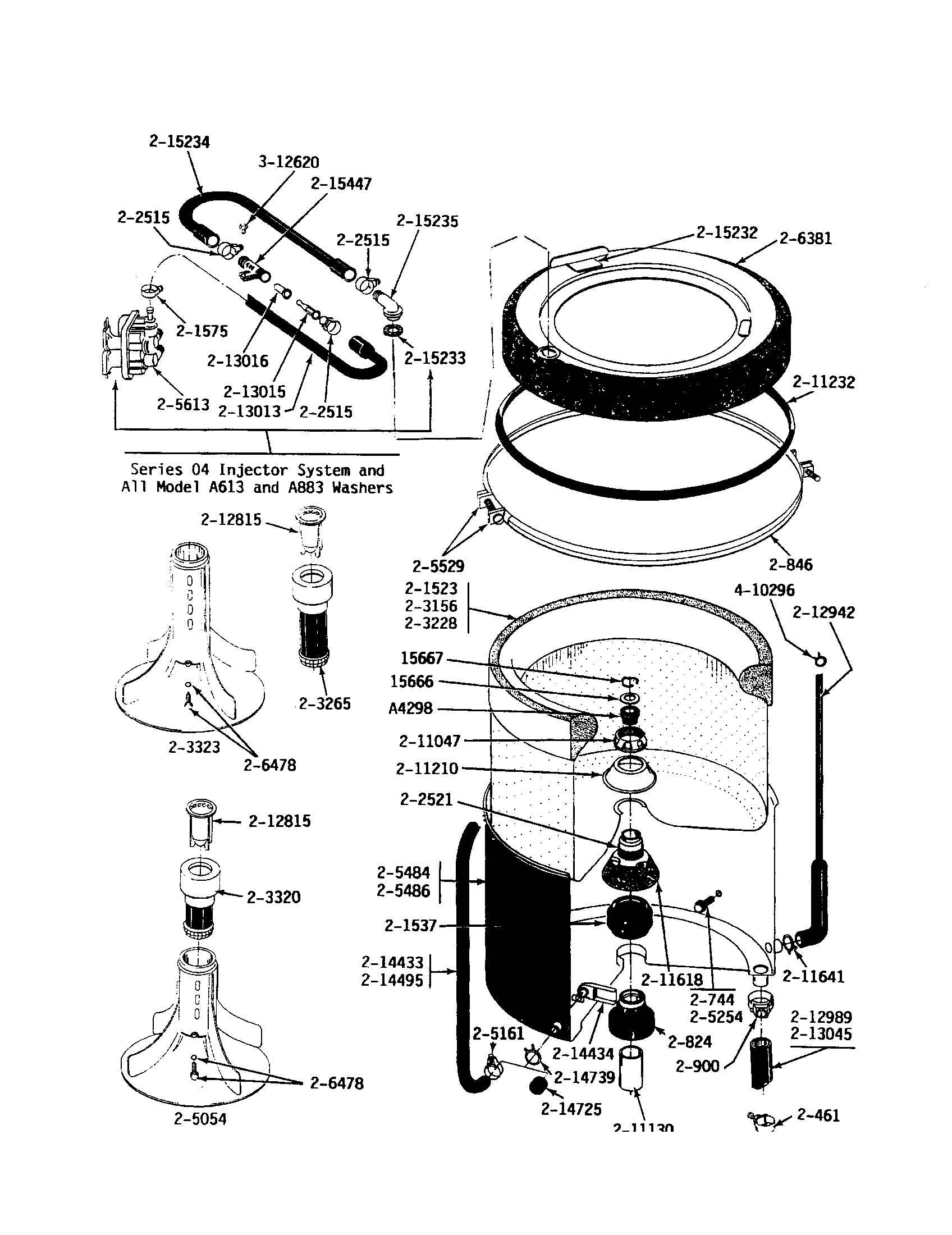 Maytag A512 tub/agitator/mounting stem diagram