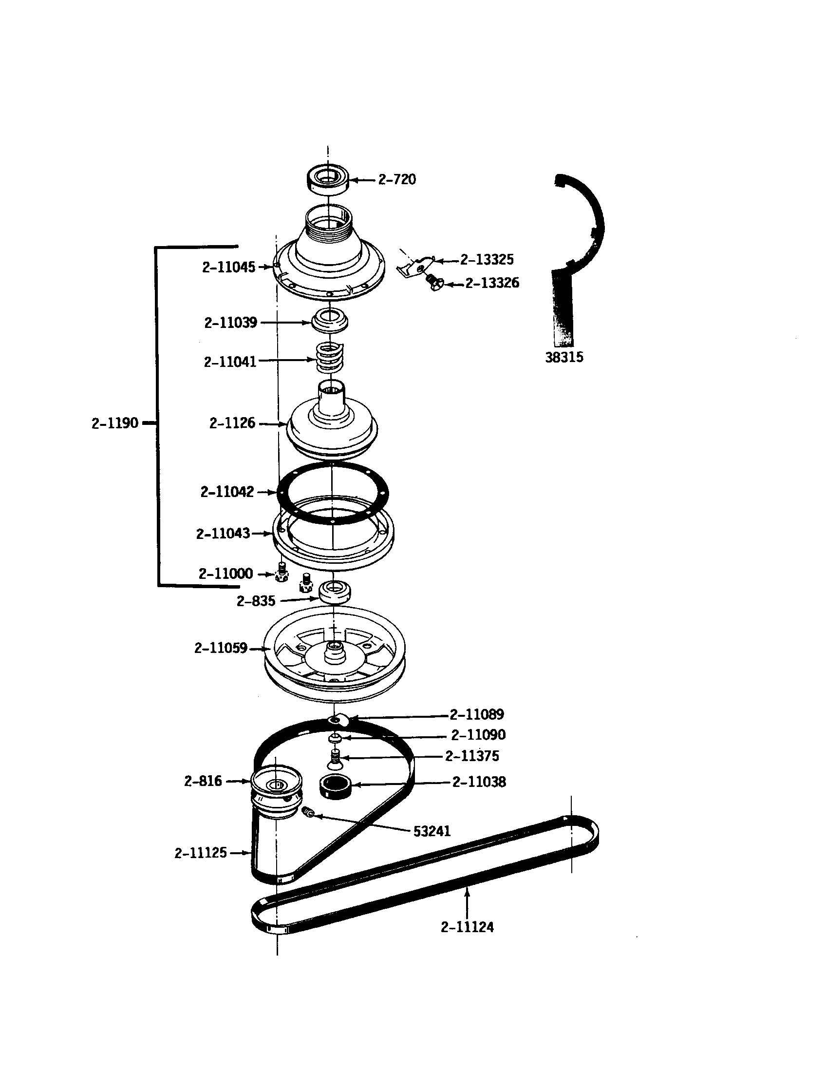 Maytag A512 clutch/brake/belts diagram