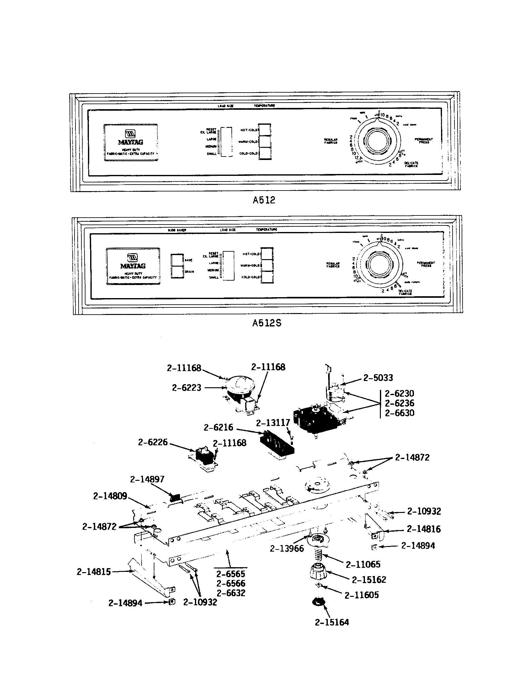 Maytag A512 control panel diagram