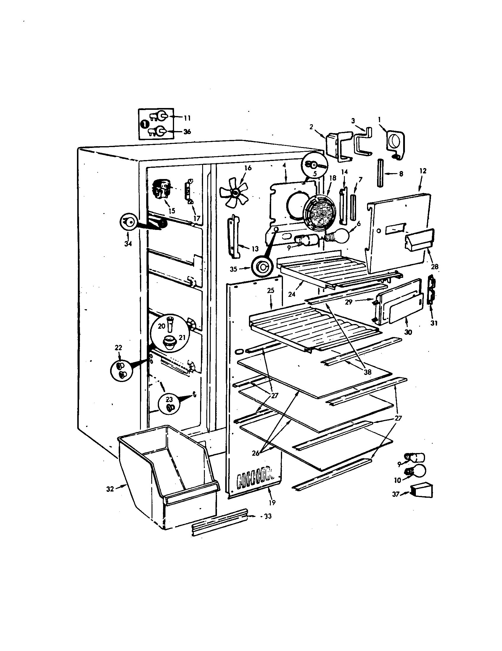 Jenn-Air JRSD225-9Q20A freezer compartment diagram