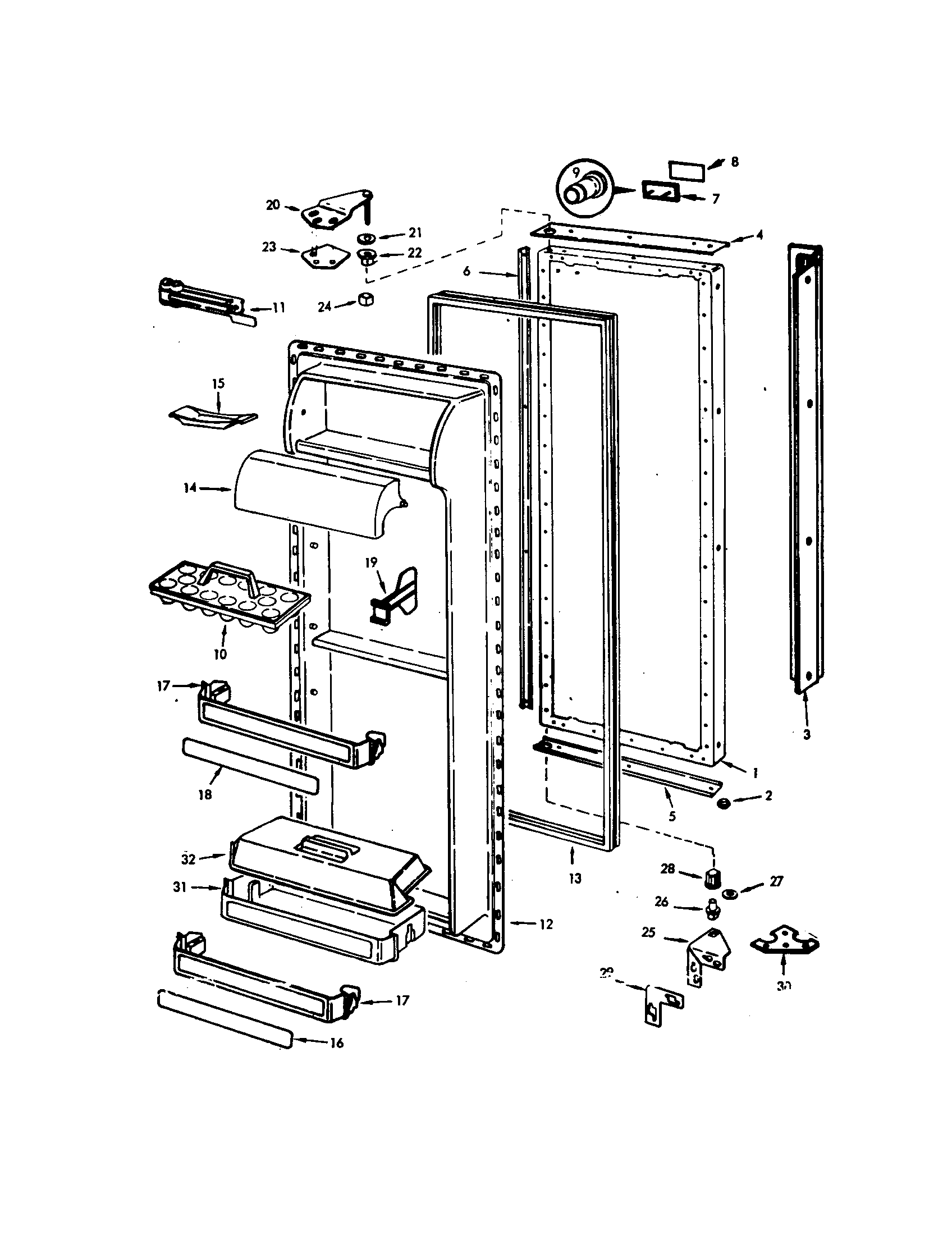 Jenn-Air JRSD225-9Q20A fresh food door diagram