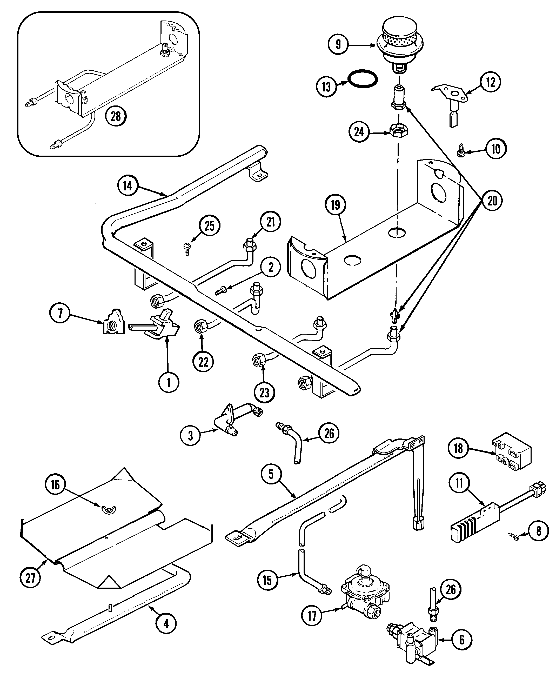 Magic Chef 3488XVW gas controls diagram