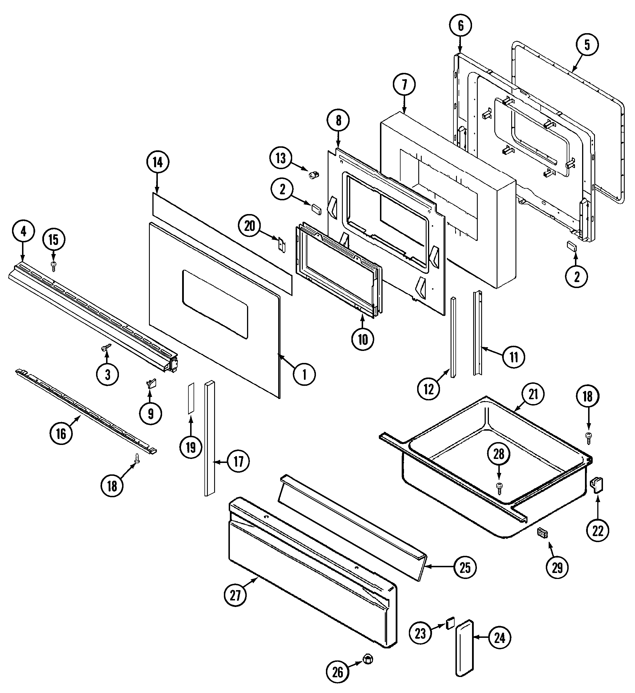Magic Chef 3488XVW door/drawer diagram