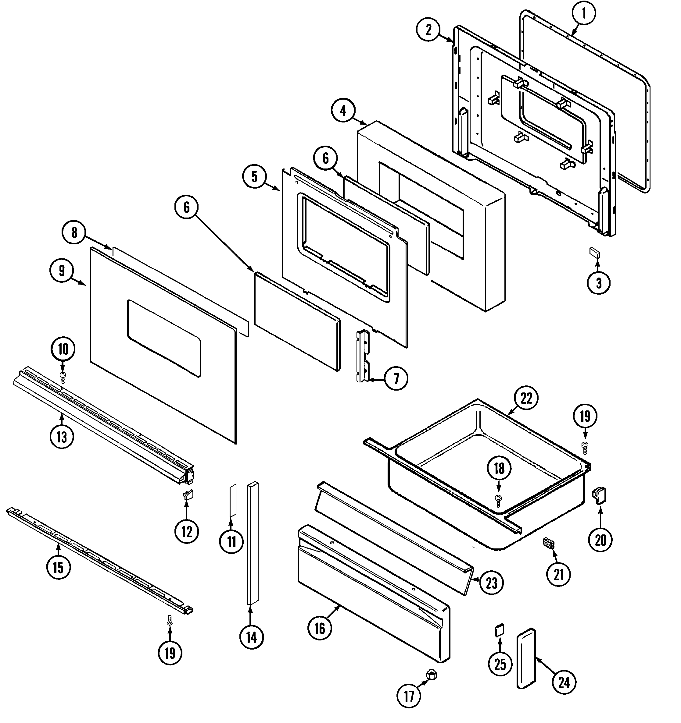 Magic Chef 3488XVW door/drawer (ser. pre. 15) diagram