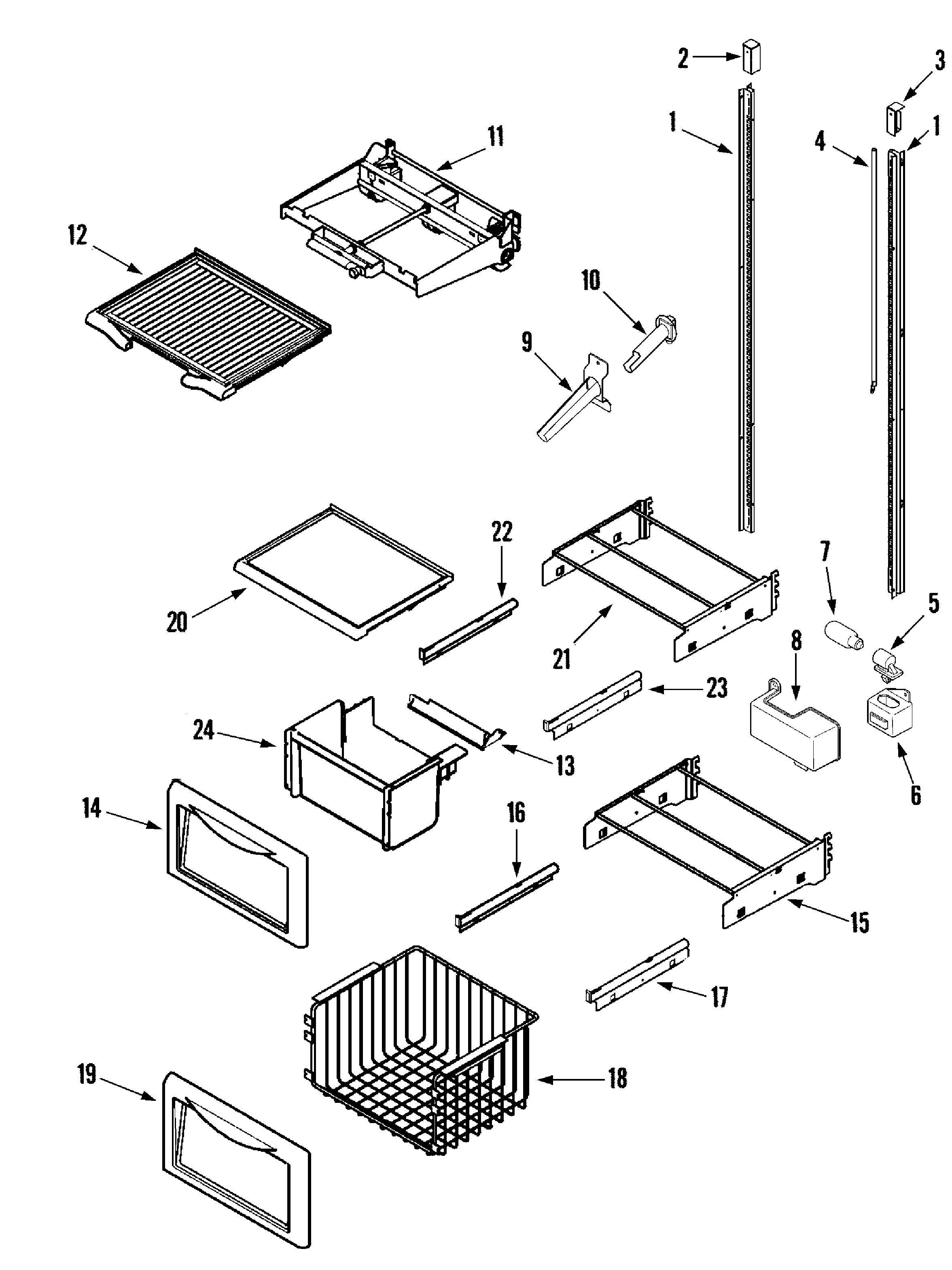 Jenn-Air JS42FBFXFA shelves & accessories (freezer) diagram