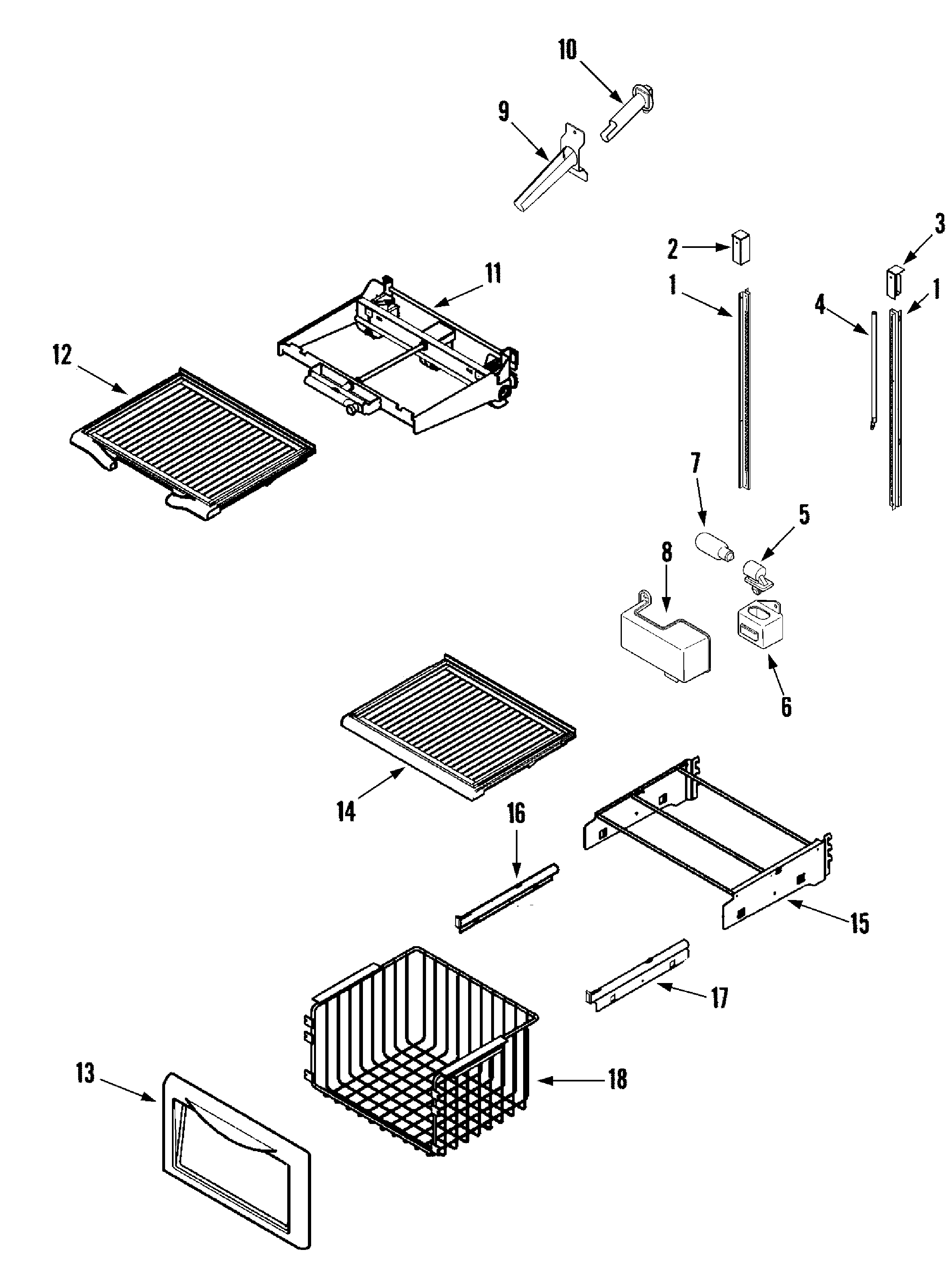 Jenn-Air JS42FWDWFA shelves & accessories (freezer) diagram