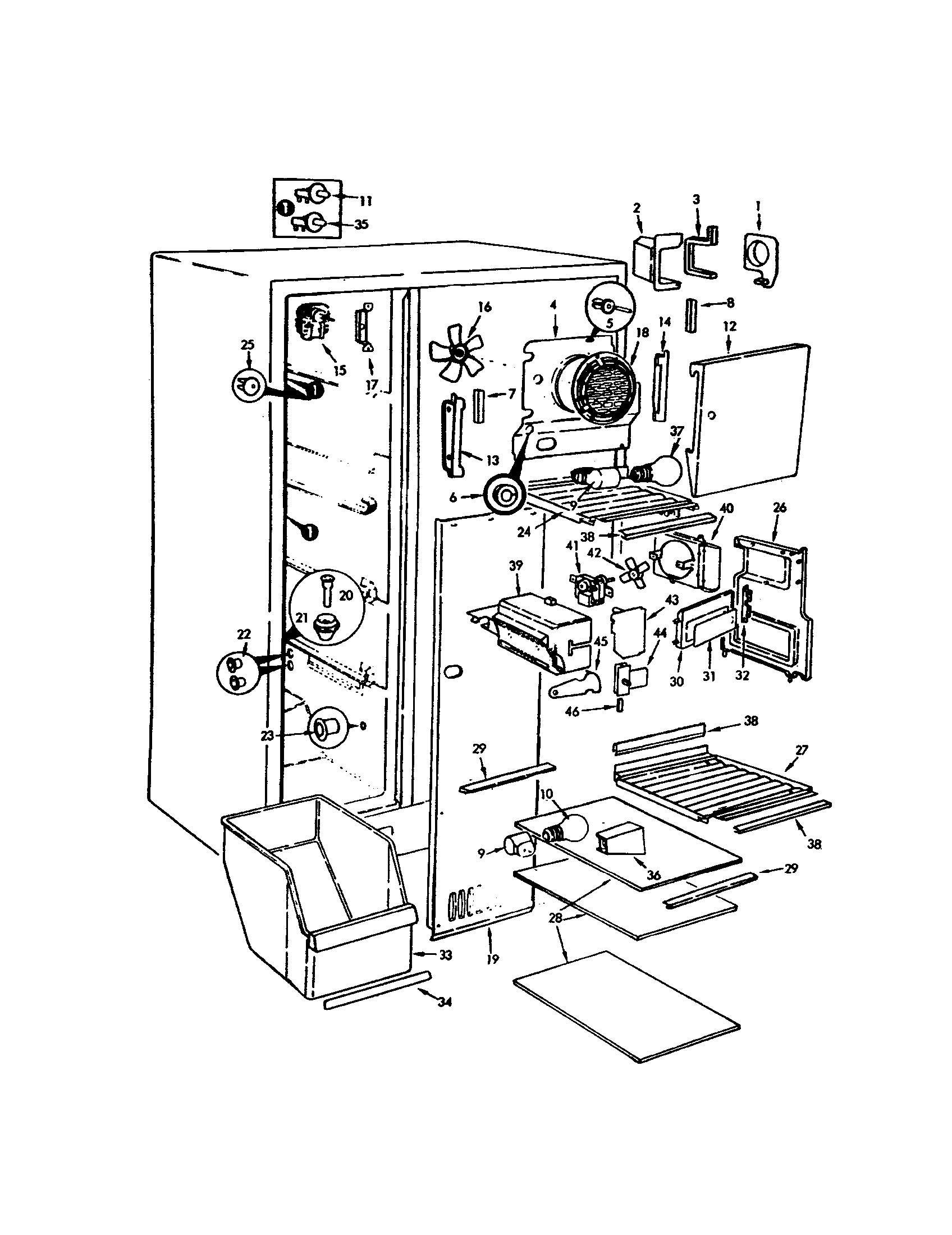 Jenn-Air JRSDX244-7N15A freezer compartment diagram