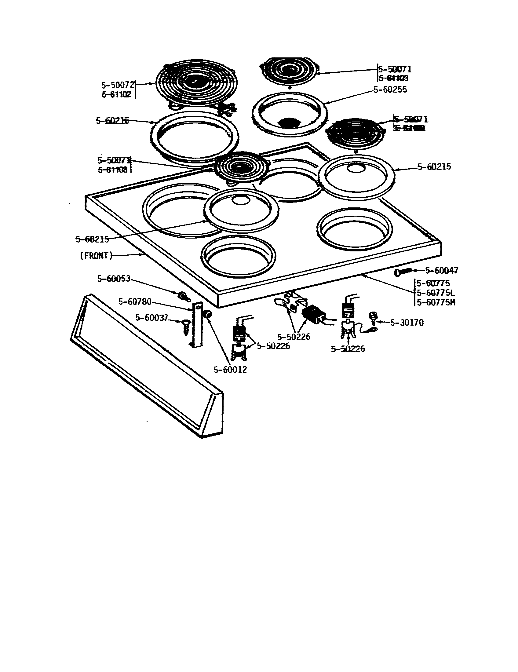 Maytag GCNE200 top and burners diagram