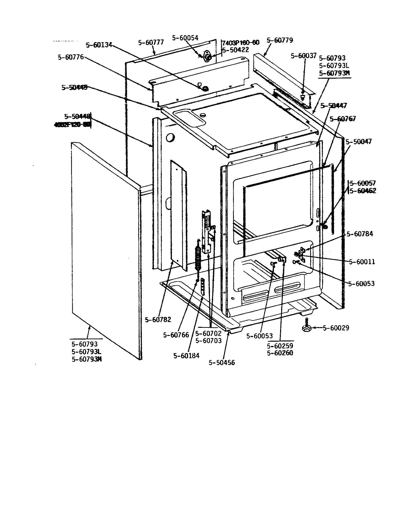 Maytag GCNE200 front view-panels diagram