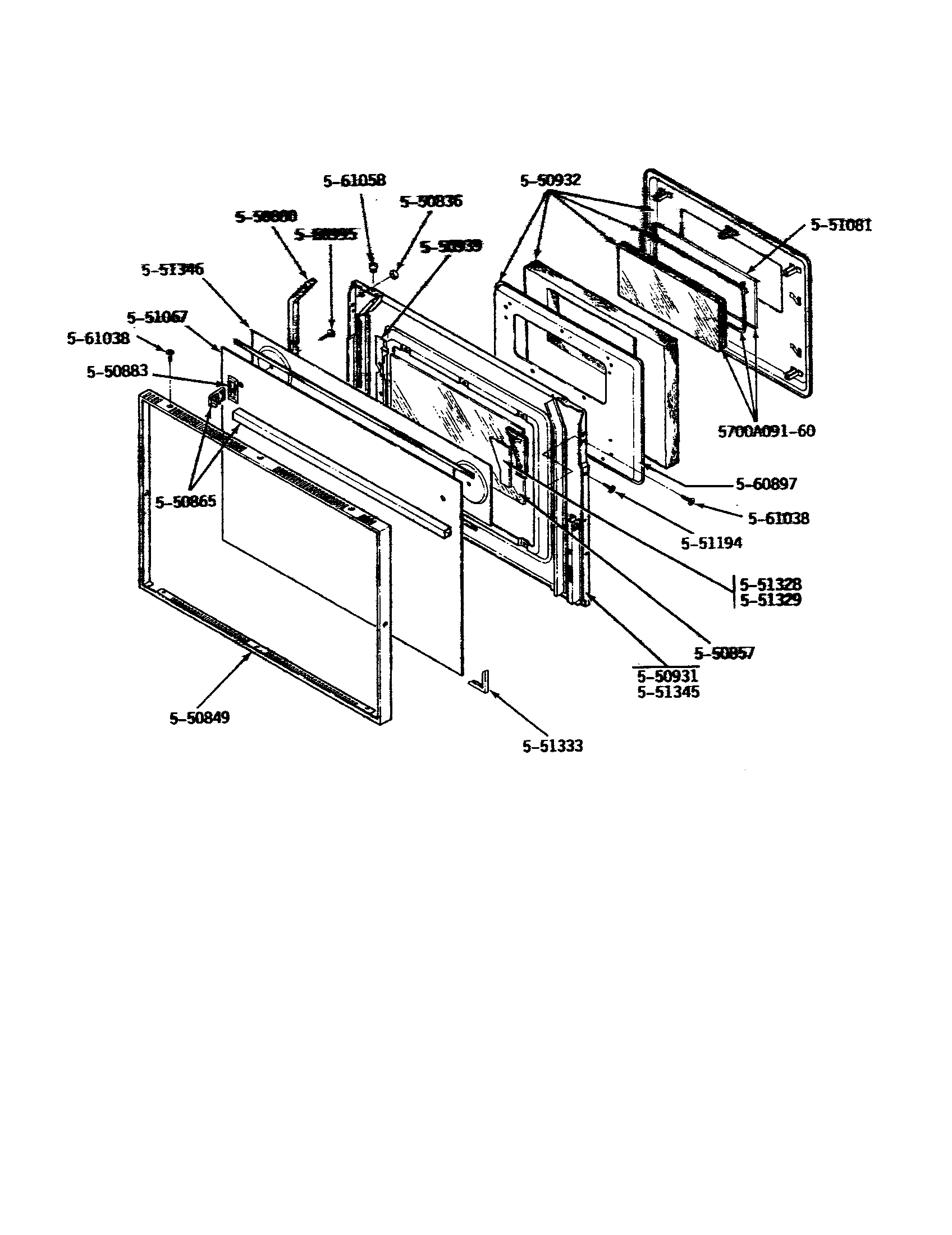 Maytag CRG800 oven door assembly diagram