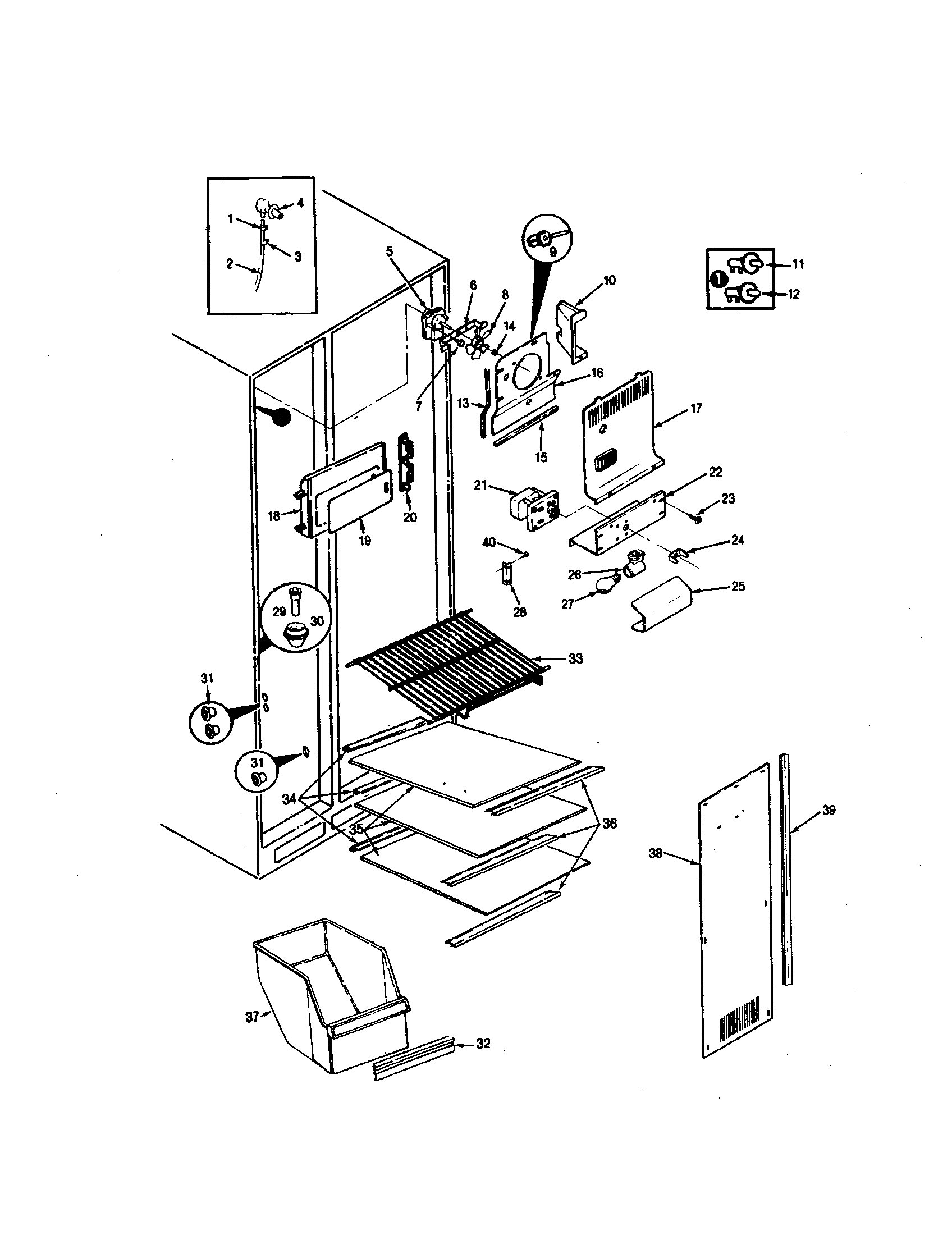 Magic Chef RC20LA-3AW-BS09A freezer compartment diagram