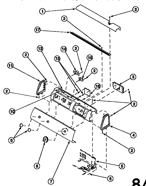 Amana LE8107W2-PLE8107W2 graphic panel, control hood and controls diagram