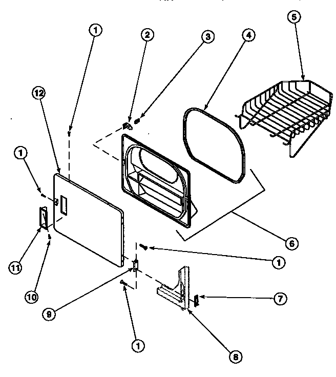 Amana LE8107W2-PLE8107W2 loading door with drying rack diagram