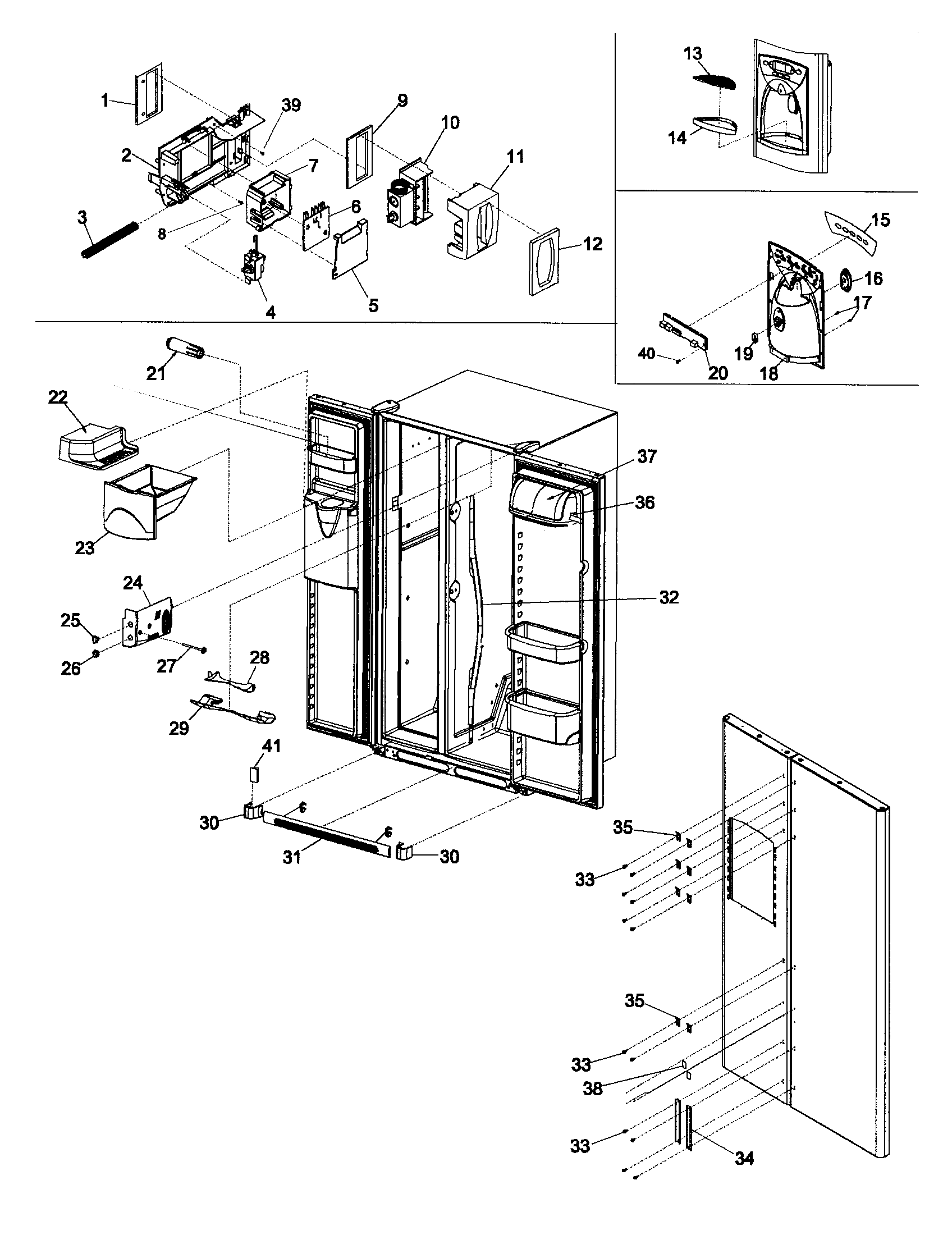Kenmore 59652674200 facade, controls & light shield diagram