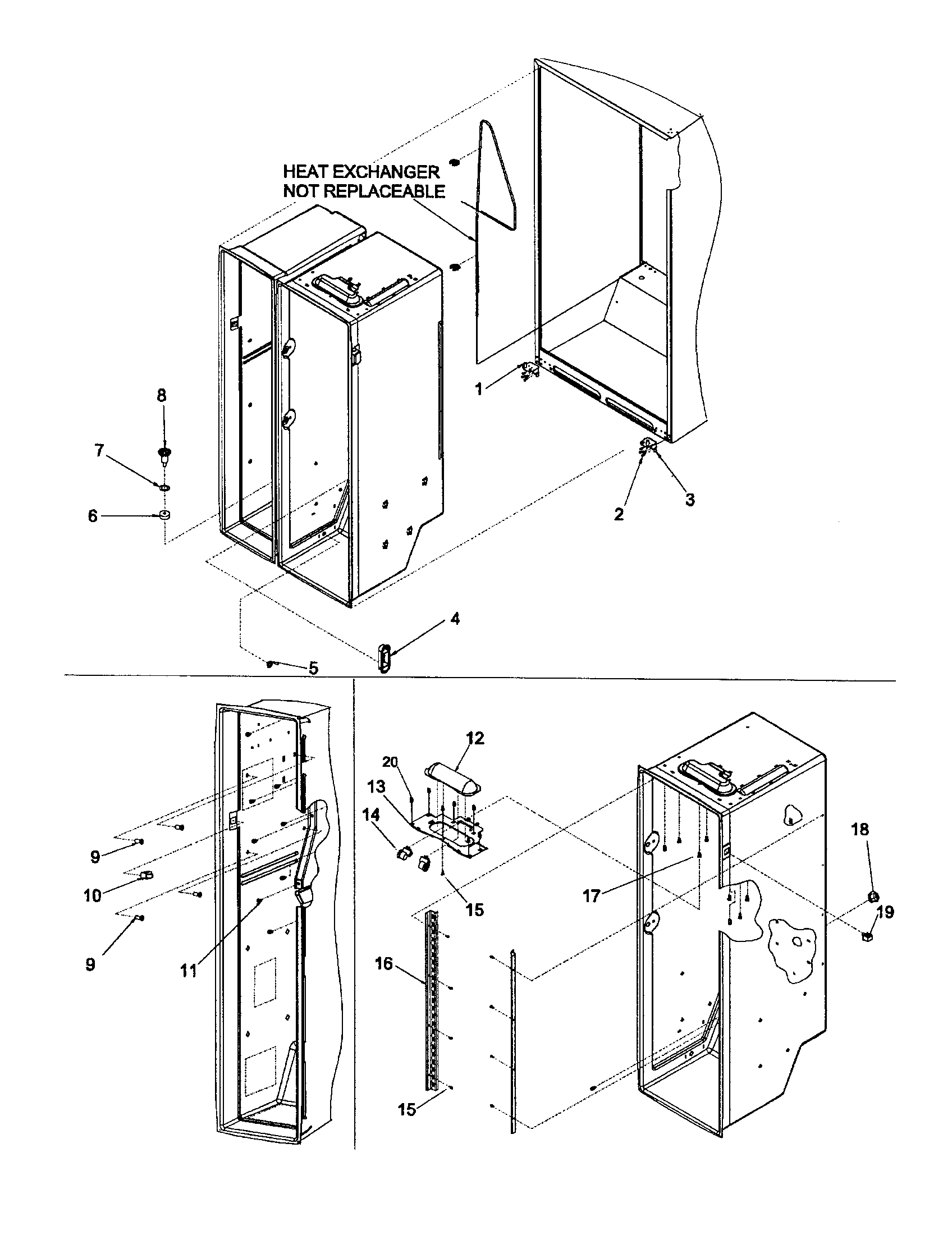 Kenmore 59652674200 cabinet parts diagram