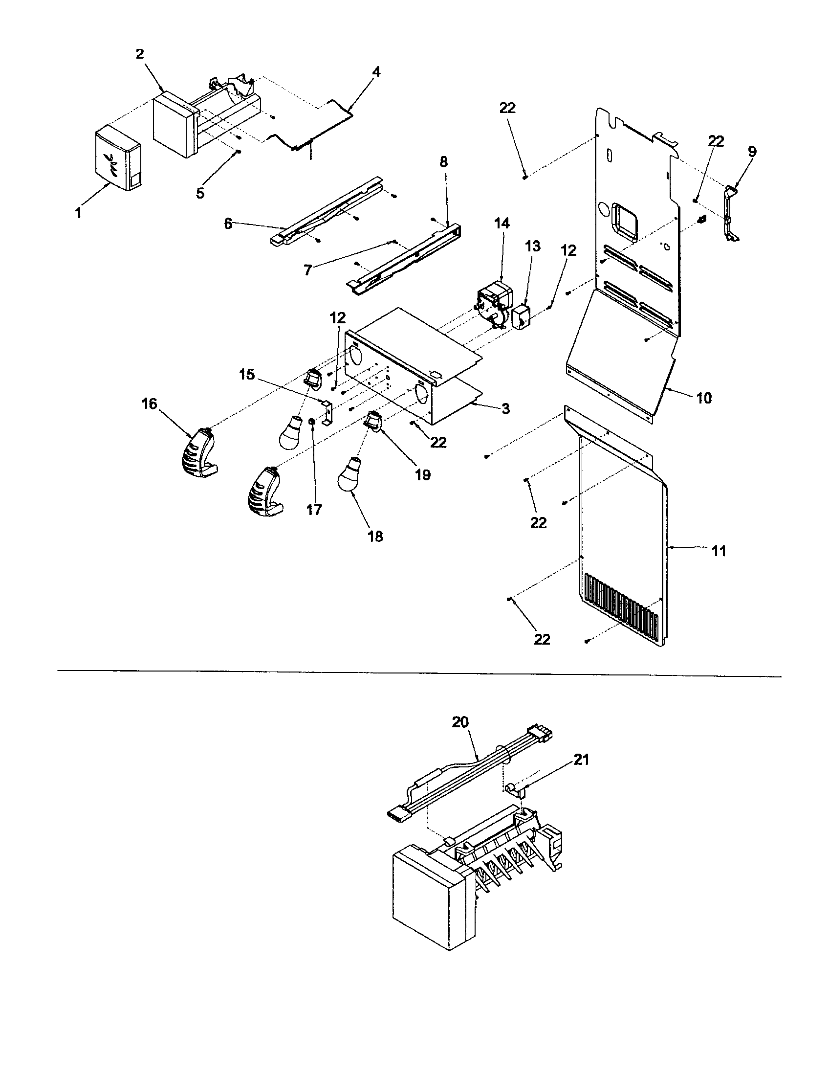 Kenmore 59652674200 auger motor/ice maker diagram
