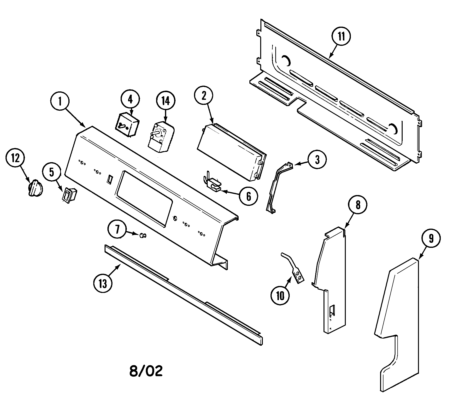 Magic Chef CER1360AAW control panel diagram