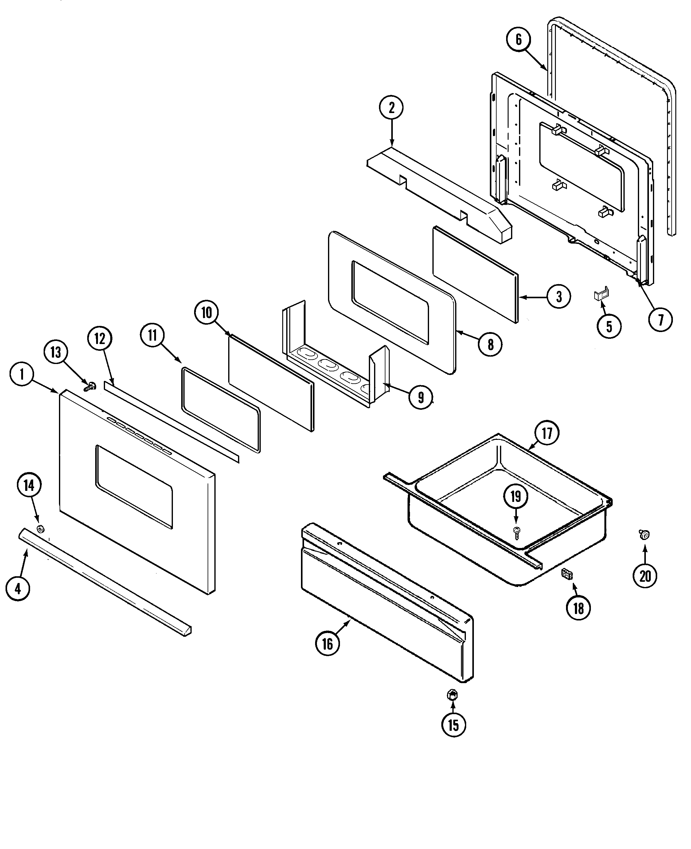 Magic Chef CER1360AAW door/drawer (aaw) diagram