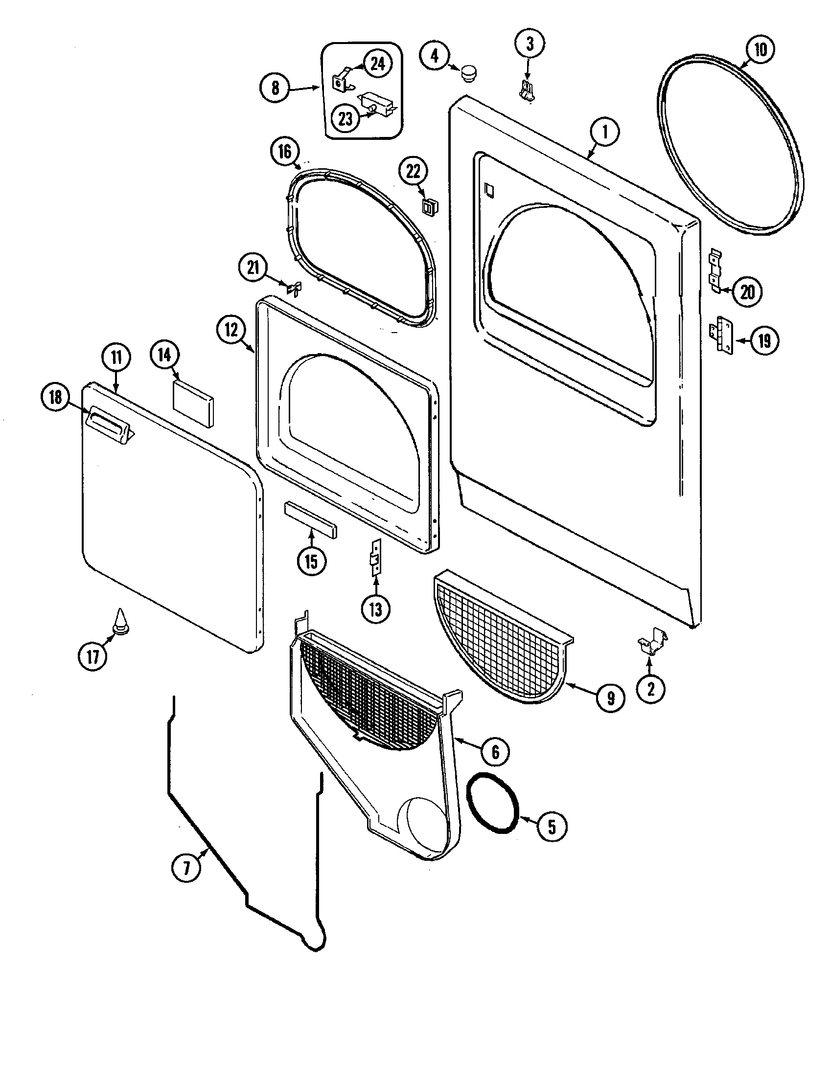 Crosley CDG7000W front diagram