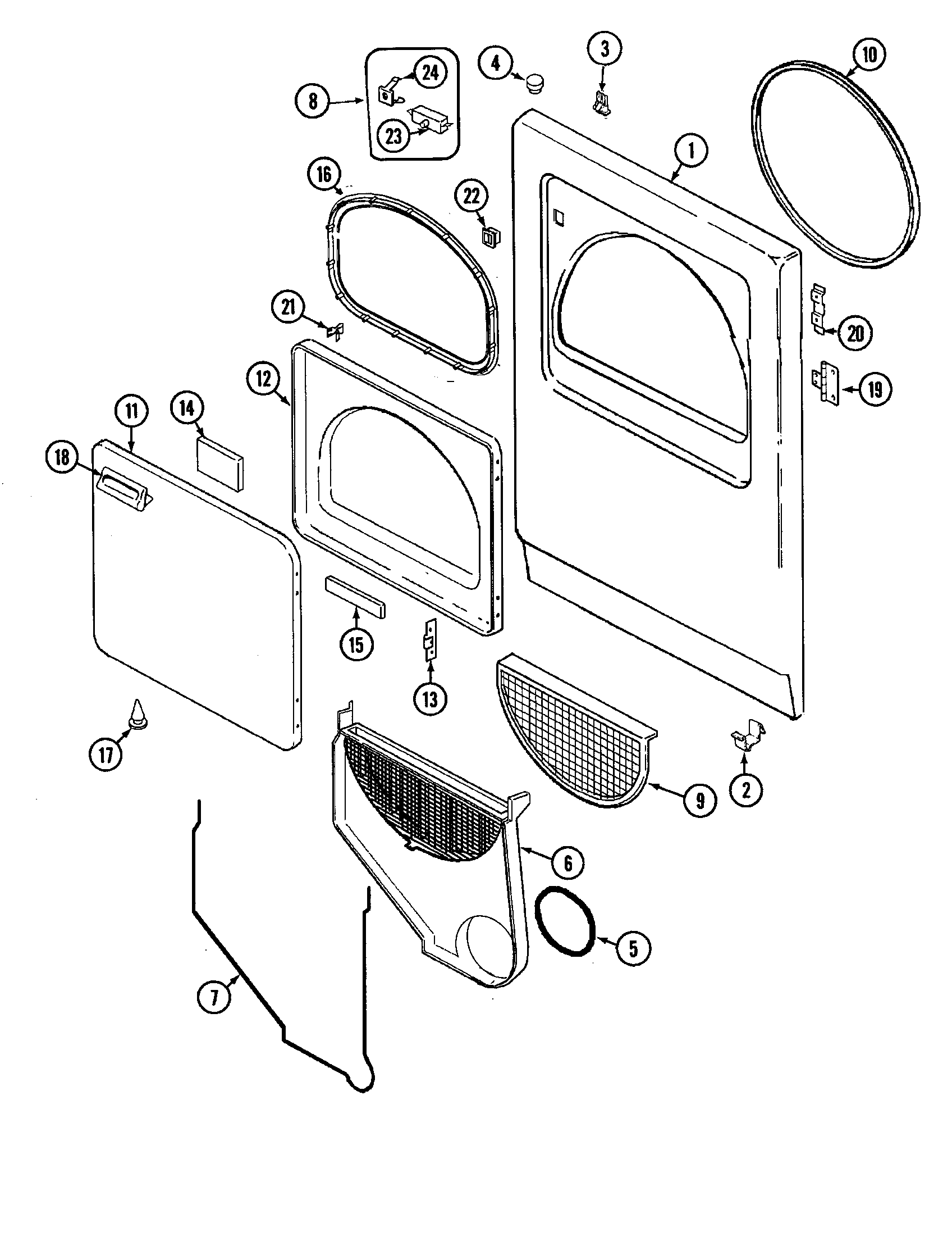 Crosley CDE8000AZW front diagram