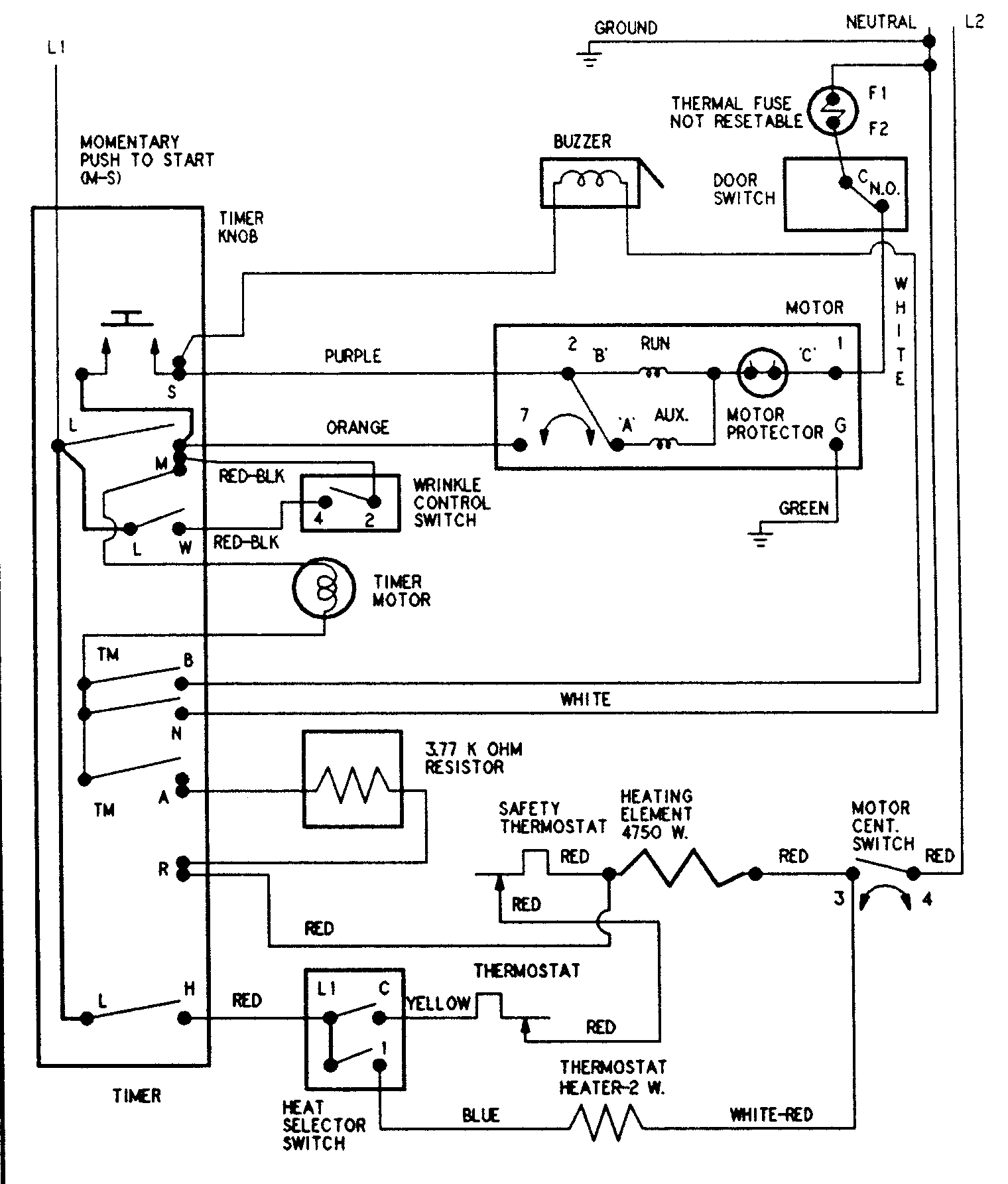 Hoover HYE2200AYW wiring information diagram