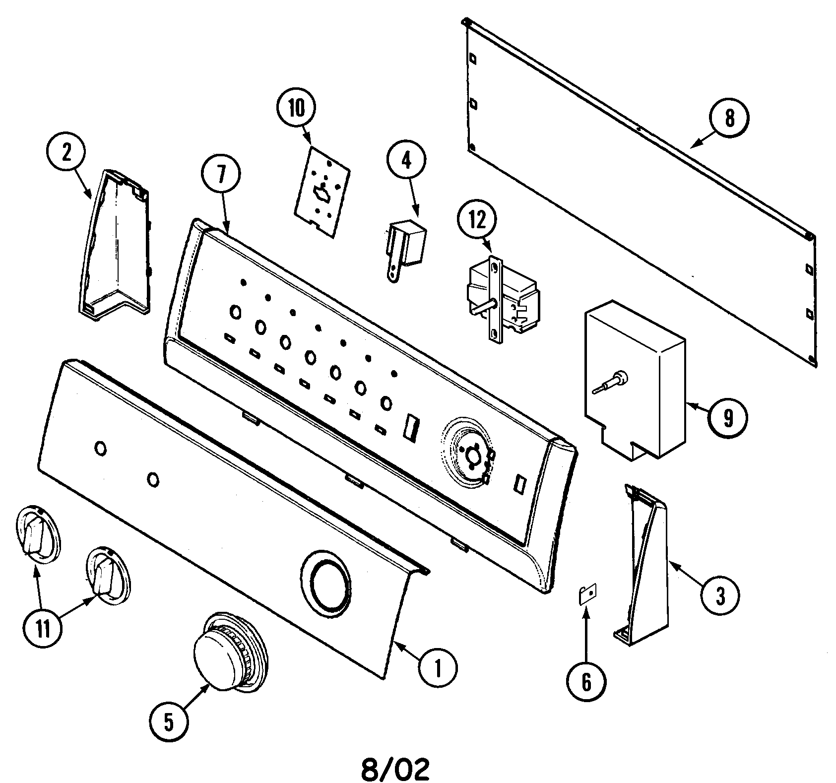 Admiral AYE2200AGW control panel diagram