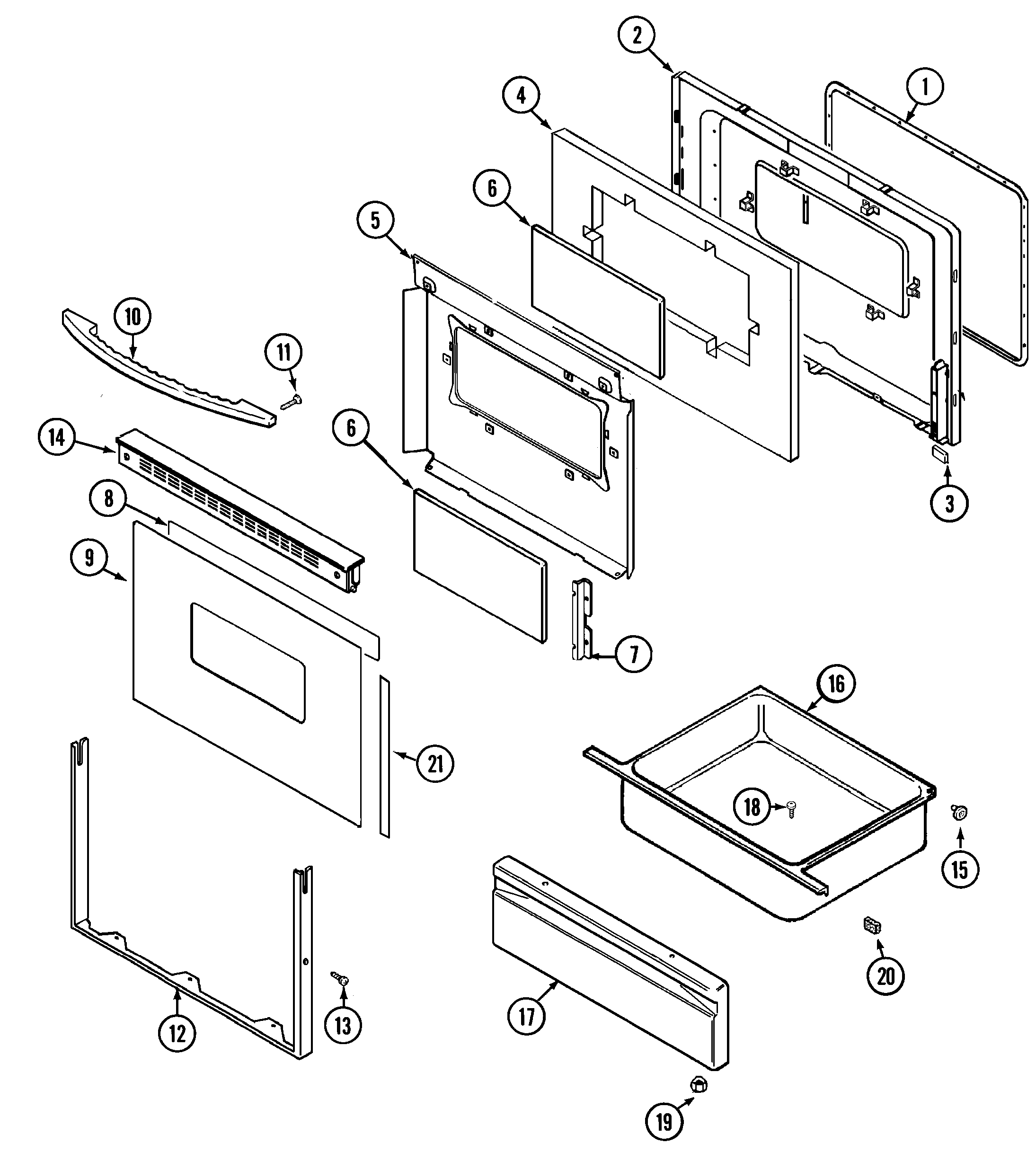 Amana DCF4205BT door/drawer diagram