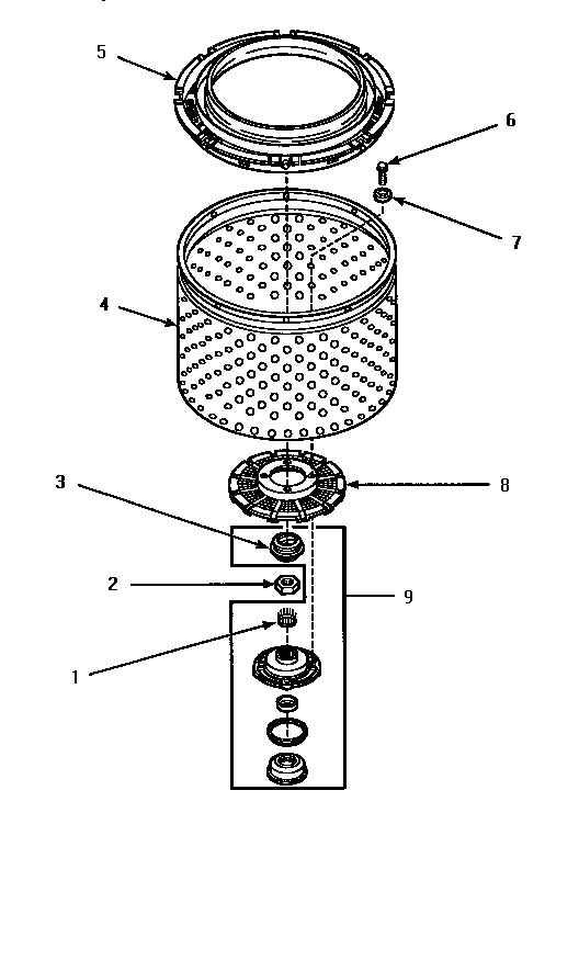 Amana LWM423L-P1176404WL clothes guard/washtub/lint filter & hub diagram