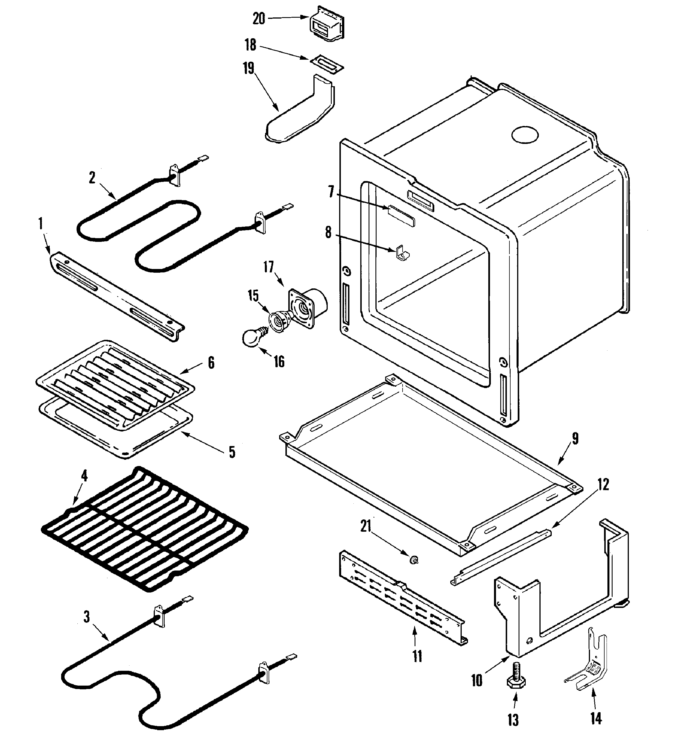 Admiral AER1450BAH oven/base diagram