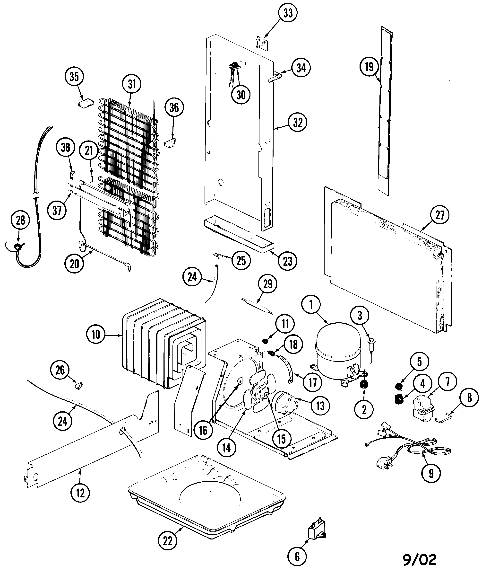 Maytag RSW24E0DAM unit compartment & system diagram