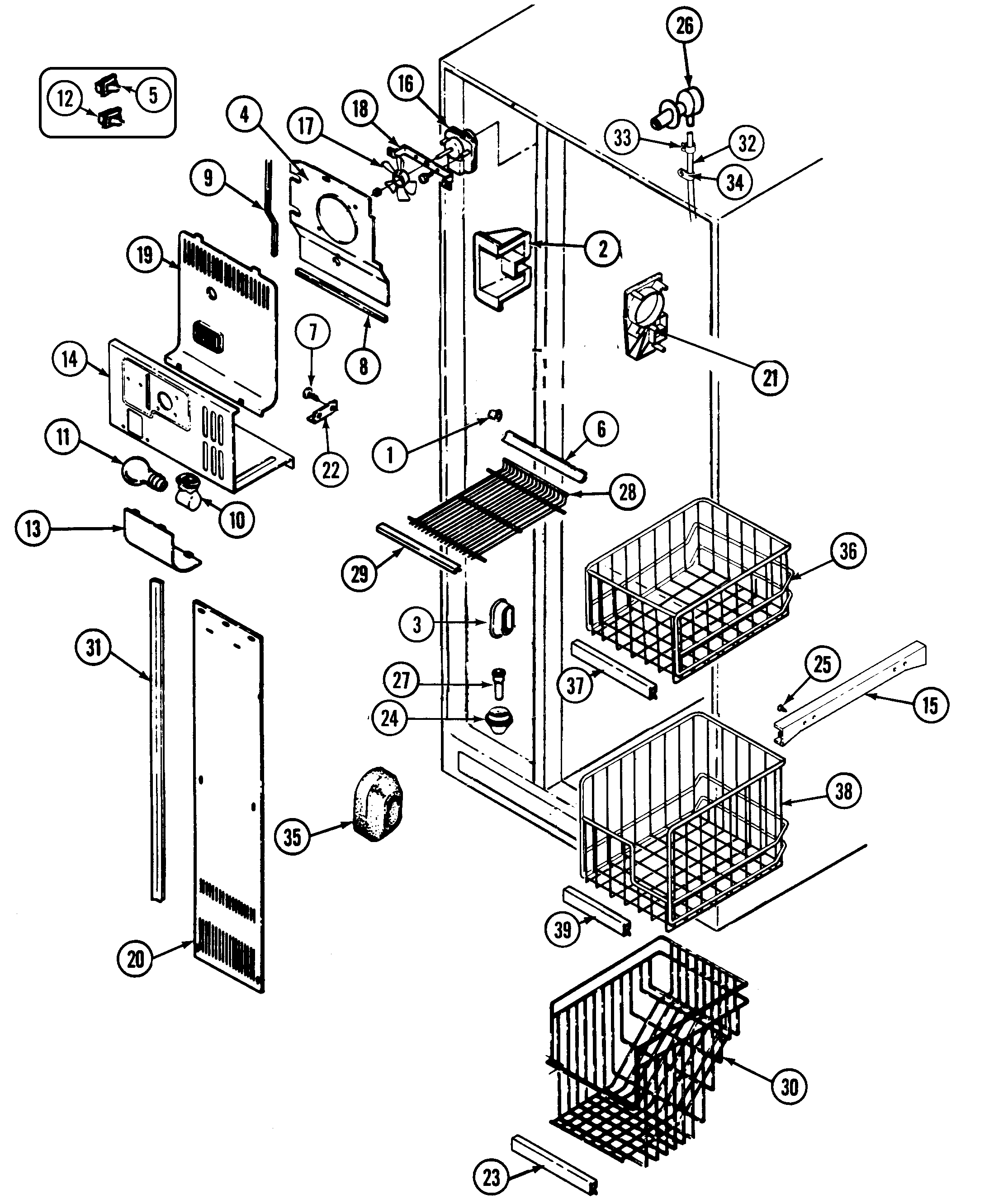 Maytag RSW24E0DAM freezer compartment diagram