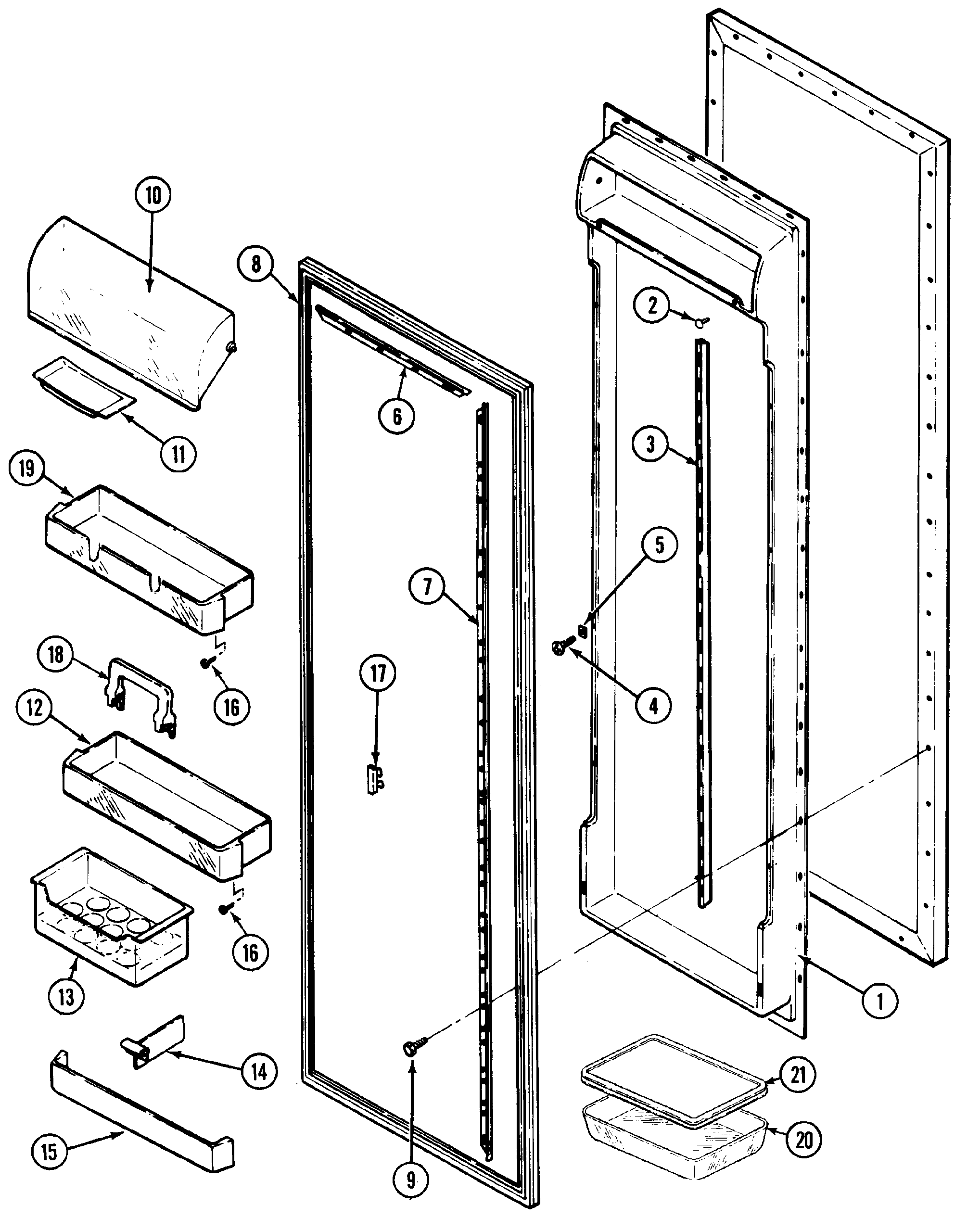 Maytag RSW24E0DAM fresh food inner door diagram